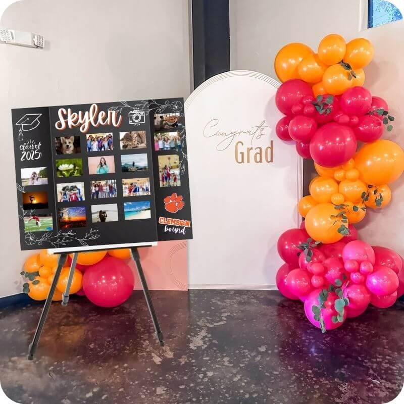 hand-painted-custom-photo-display-board-skyler-in-script-with-cap-class-of-2025-flowers-camera-clemson-logo.jpg.jpg