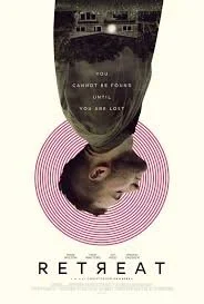 A person lying on their side with a pink circular pattern behind them, upside down text reads 'RETREAT,' and smaller text states 'You are enough even if you are lonely.'