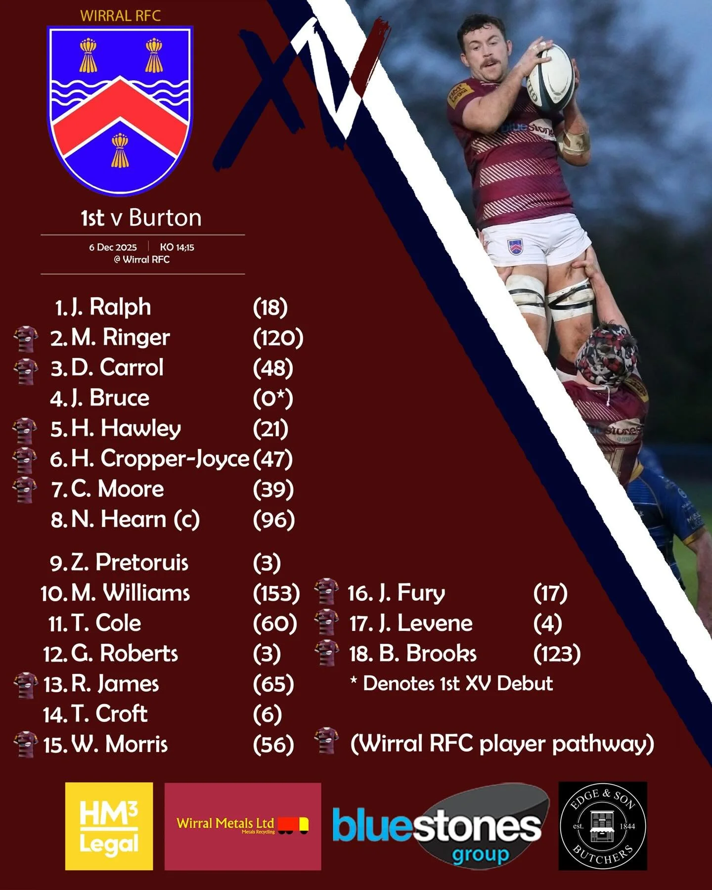 TEAM NEWS!! 

This weekend sees us back on home soils as the 1st XV take on Burton. It&rsquo;s only the 2nd time that the clubs will have played each other and we&rsquo;re excited to be back at home. 

Our 2nd XV take on Sale at home after being on g