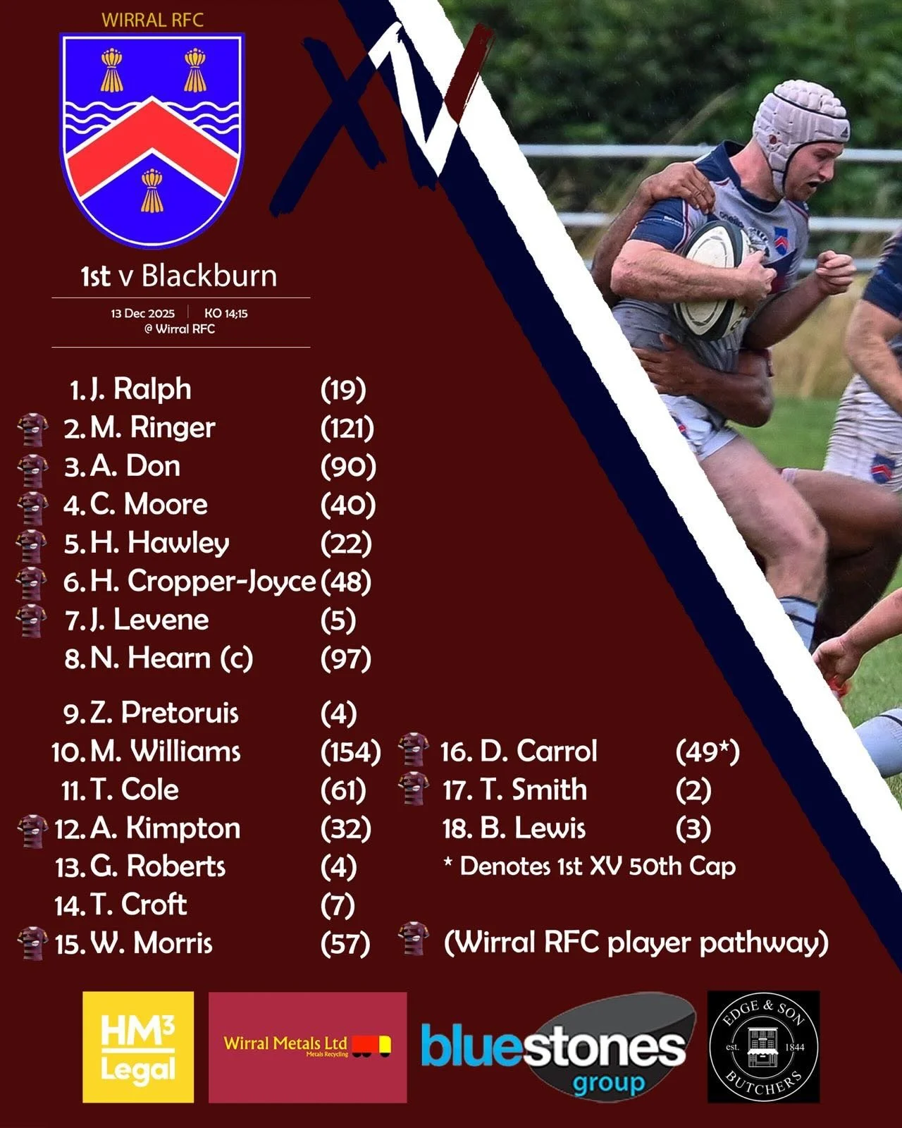 TEAM NEWS!

Tomorrow the 1XV takes on Blackburn at home, whilst the 2XV make the short trip down the M53 to take on a strong Chester 2s side! 

Come on Wirral!