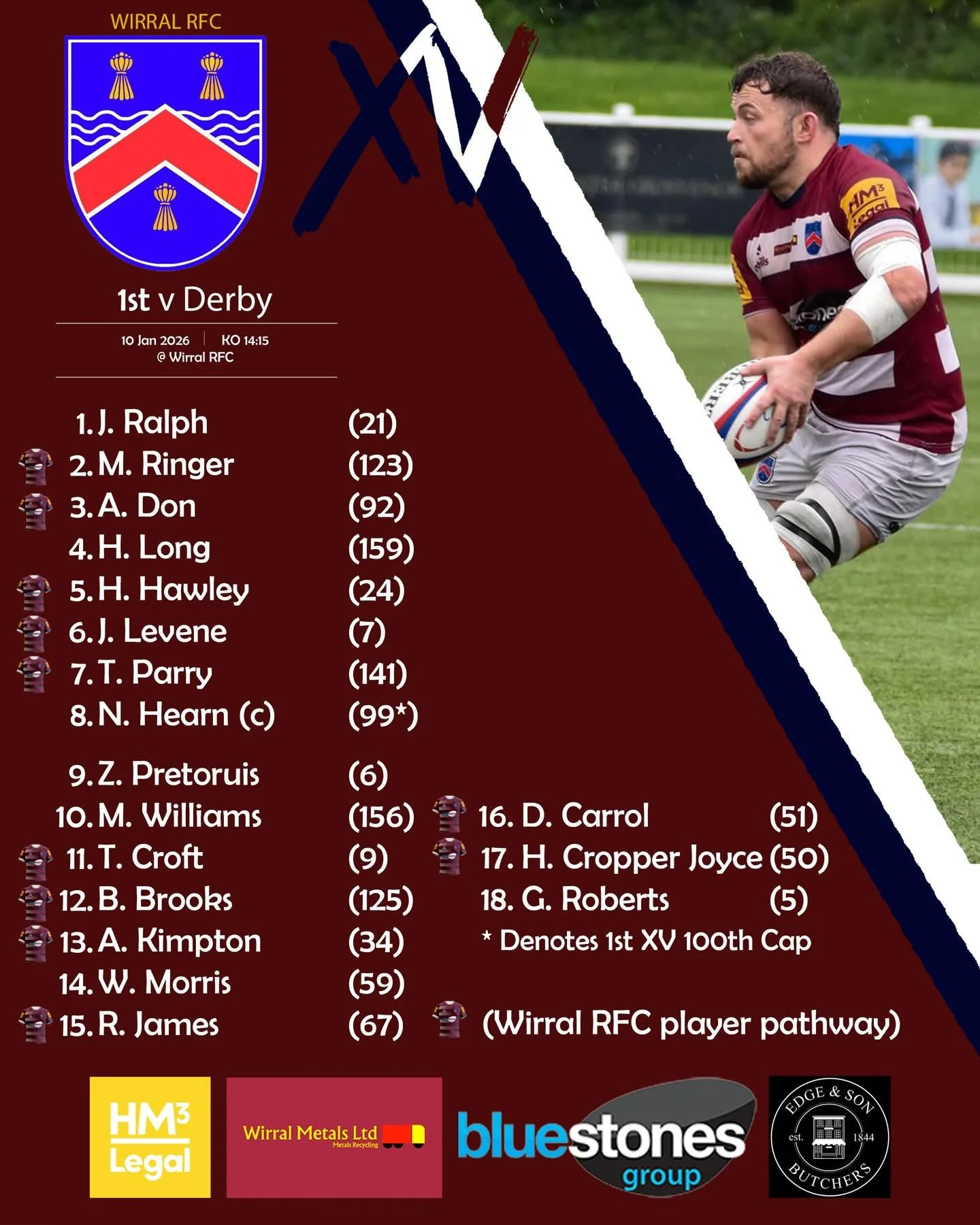 TEAM NEWS!! 

This first team announcement of 2026 sees the return of some old face to the 1st XV. Captain Nick Hearn will lead out his team for his 100th cap this weekend.

We&rsquo;re excited to invite you back to the memorial ground as we kick off