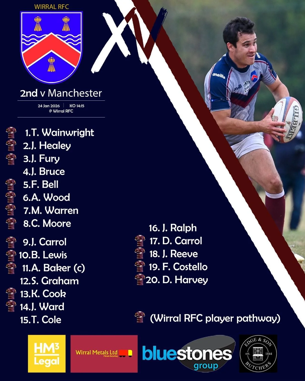 TEAM NEWS!!! 

This weekend sees our 2nd XV take the headline spot as they face Manchester at home. They are looking to bounce back after some recent close defeats. 

Our 3rd XV are also at home as they look to find some form in 2026 as they host Mos
