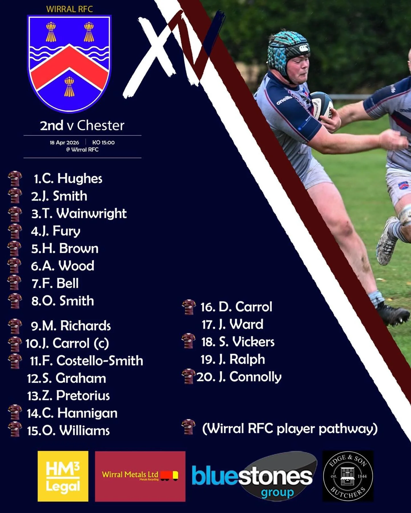 This weekend sees our last home game for the 2nd XV this season. After a tough time out last week they are ready to bounce back and finish with a flourish. 

#wirralrugby #maroonandwhite