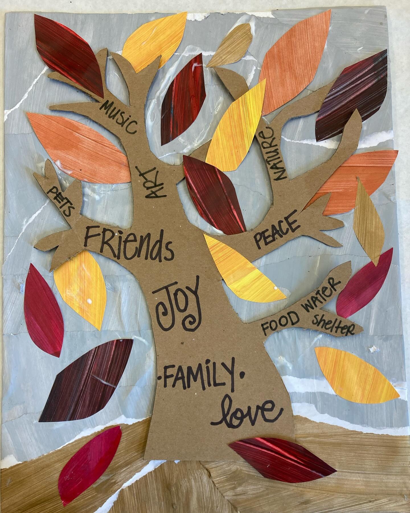 Practicing Gratitude while I make a sample for tomorrows workshop at The Art Place-Mt. View! 

THURSDAY, NOV 21 at @artplace_mtview 
GRATITUDE TREE COLLAGE ART ($30)
Use colorful collage to create a beautiful Gratitude Tree artwork. *Ages 5-7 must ha