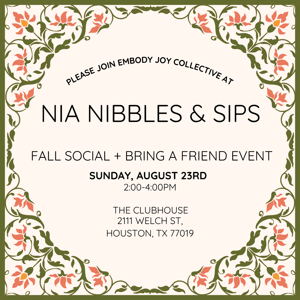 Nia Nibbles &amp; Sips - Aug. 23 