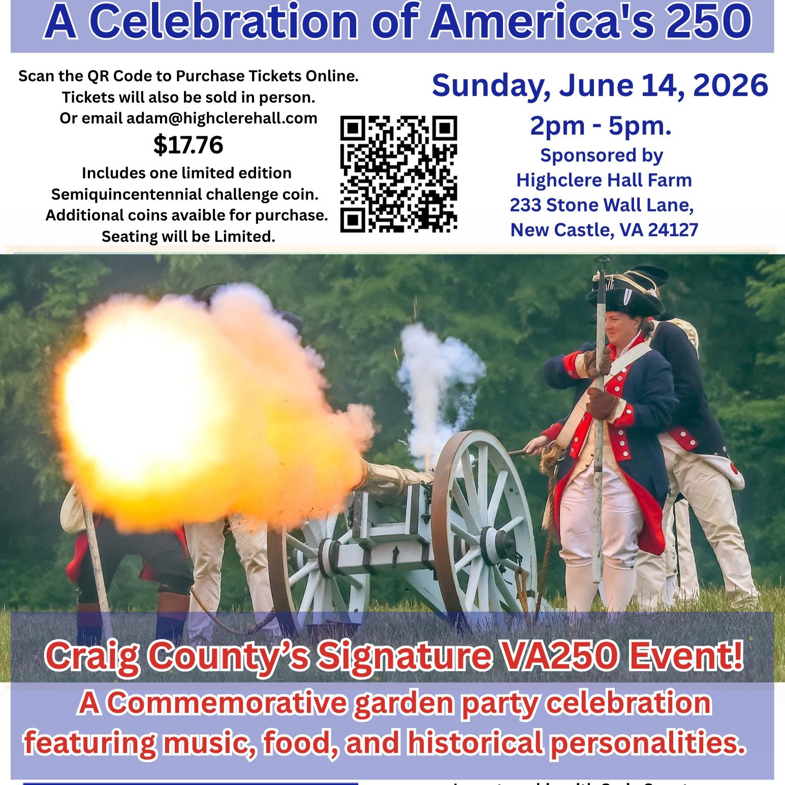 🇺🇸 BOOM goes Liberty!

Meet &ldquo;Libby&rdquo; &mdash; a fully operational 4-pound all-brass horse-drawn Revolutionary cannon and her period cannon crew at Sounds of Liberty at Highclere Hall Farm.

Experience an afternoon of Revolutionary history