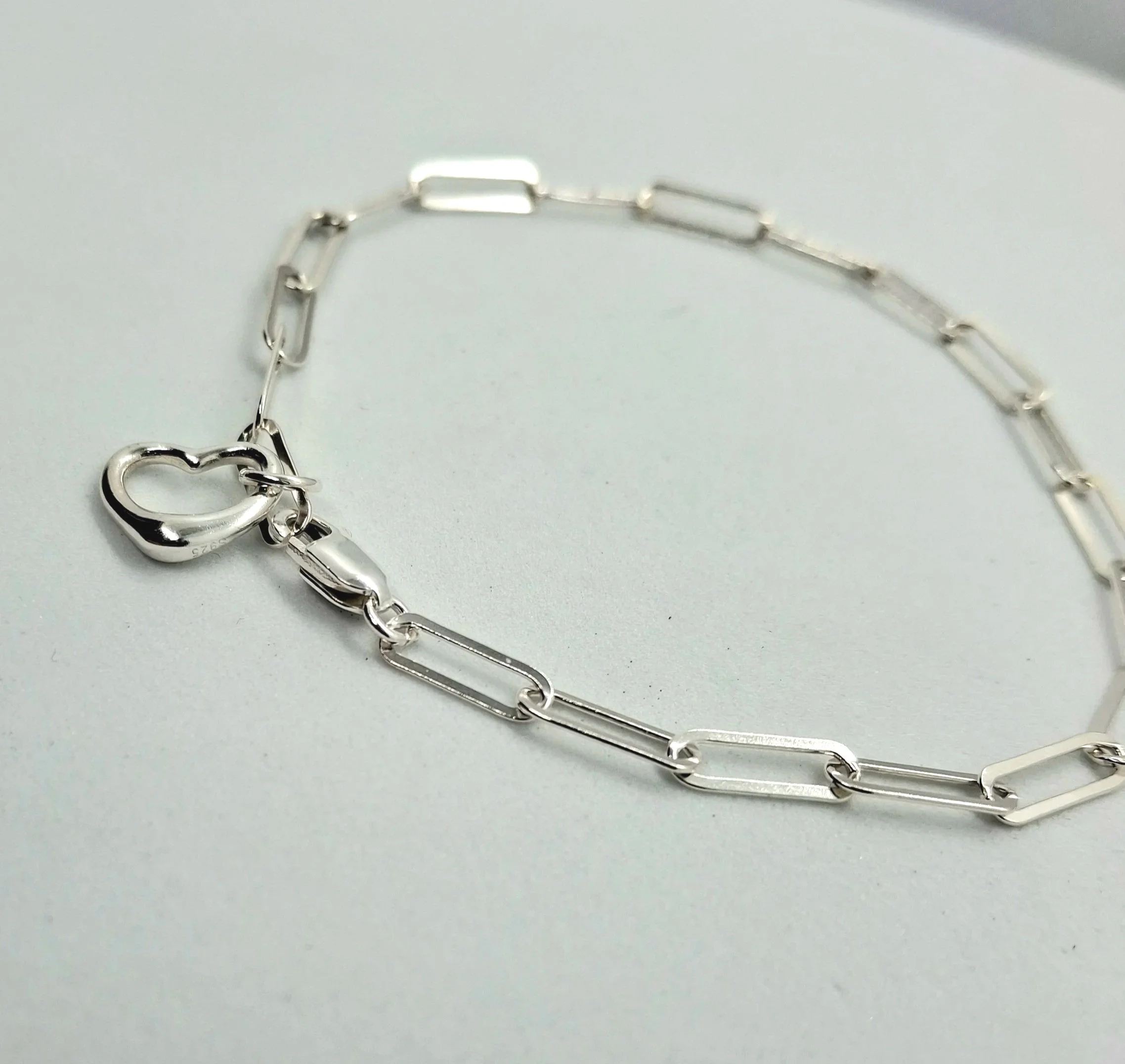 Paperclip Bracelet with Heart Charm