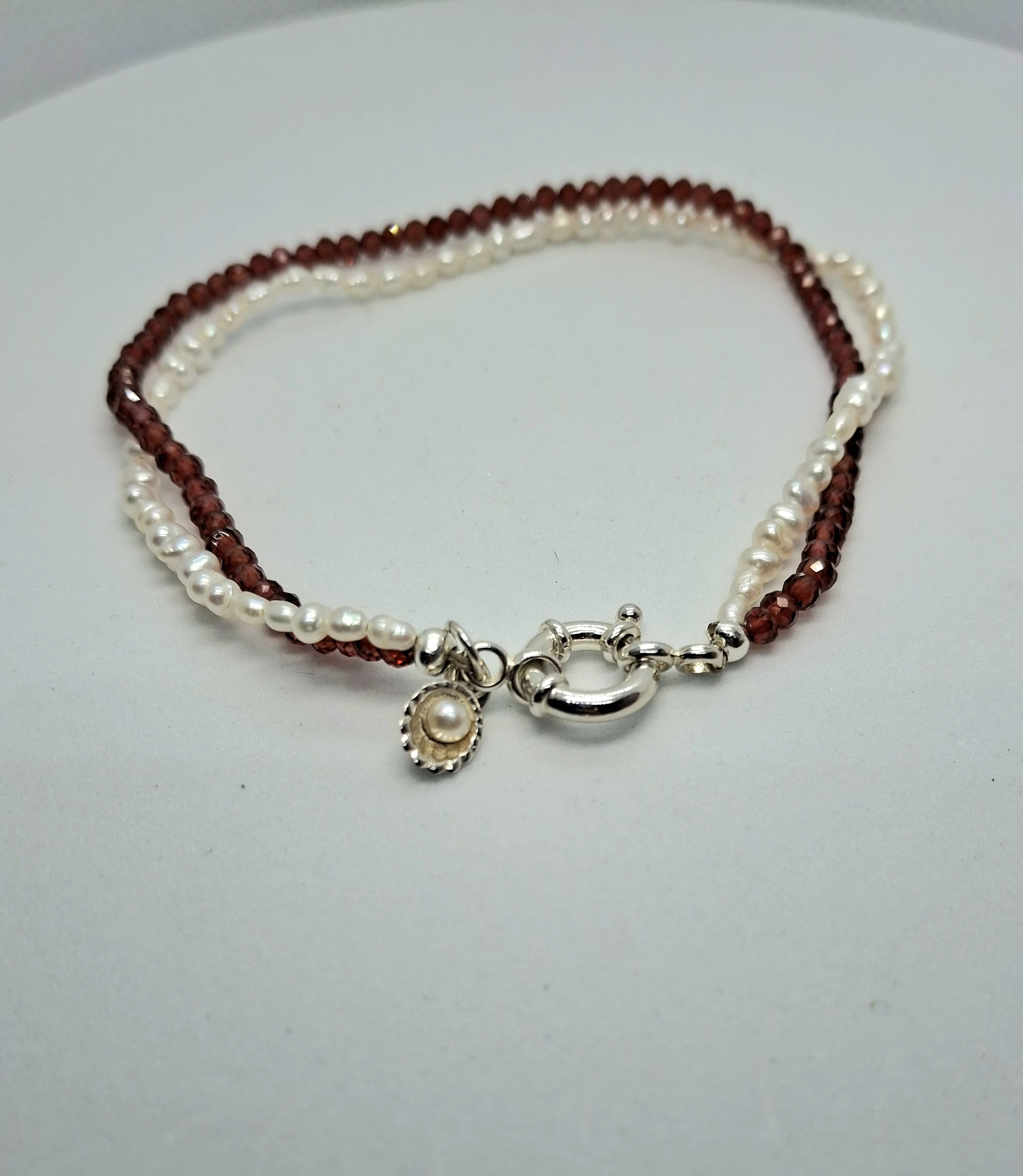 Rice Pearl & Garnet Bracelet