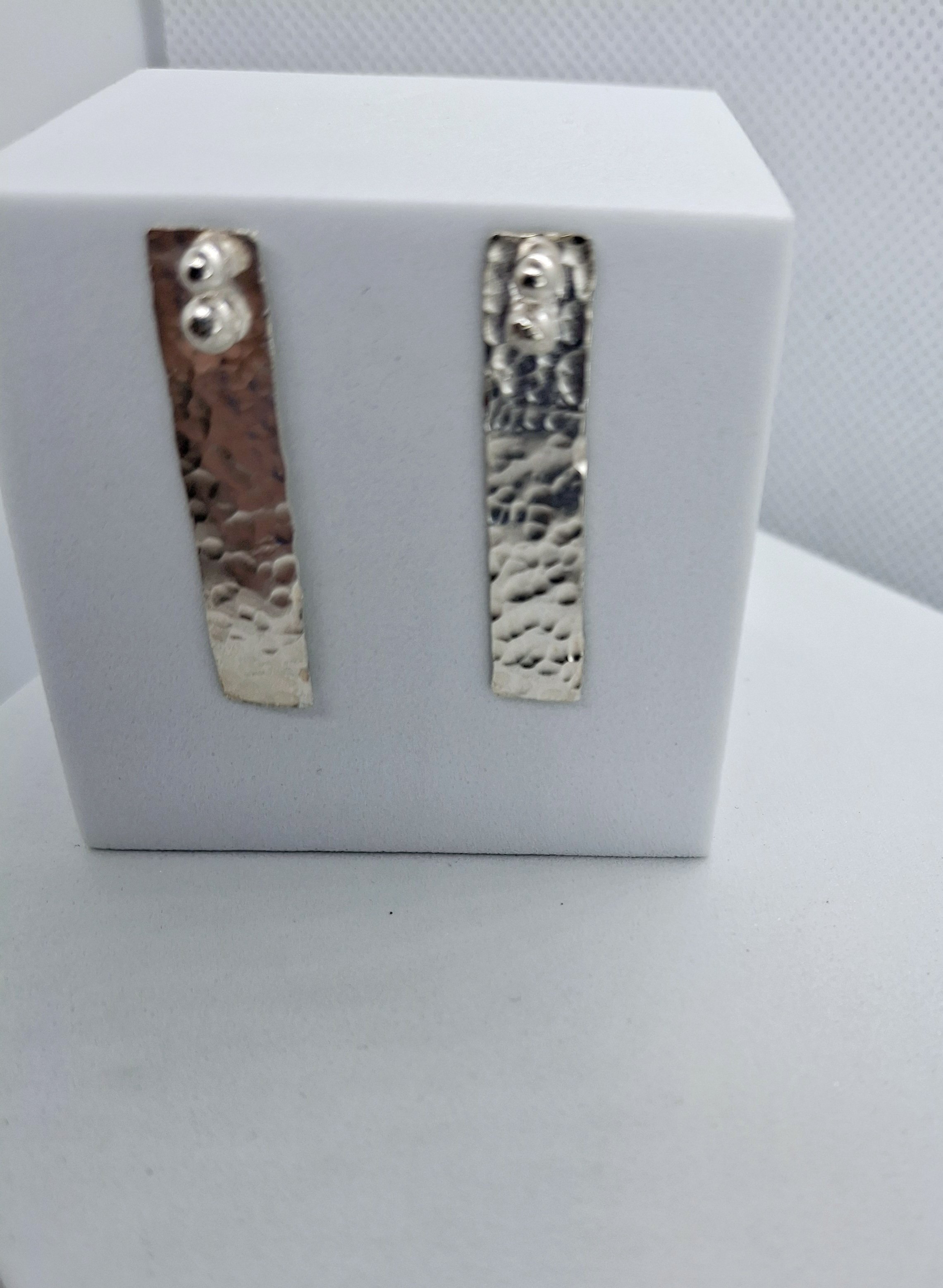 Long Hammered Stud Earrings