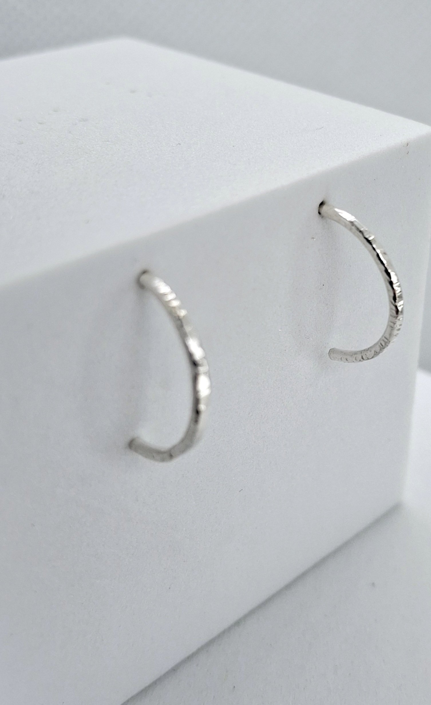 Small Textured Half Hoop Earrings