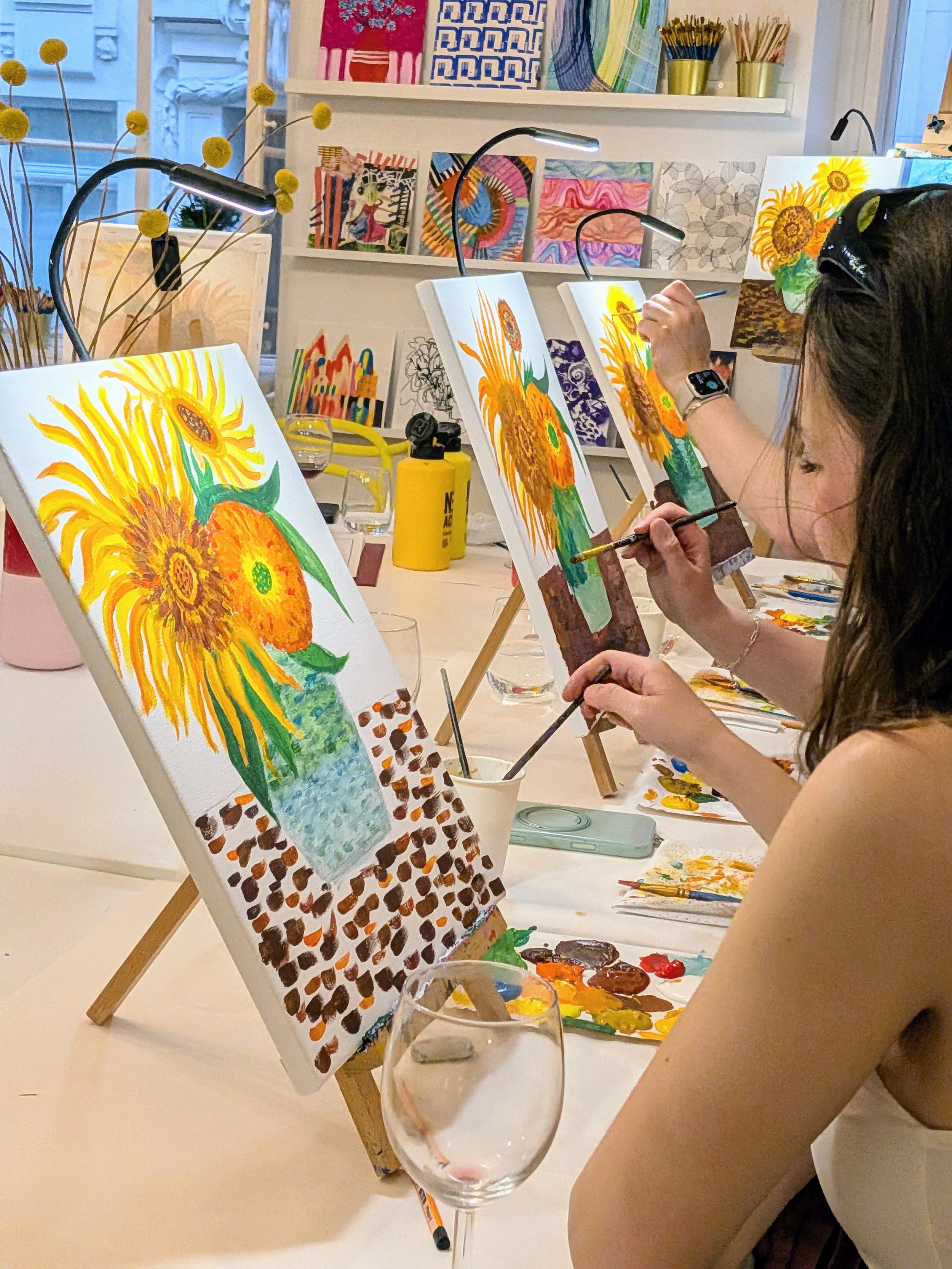 Painting and Wine Van Gogh Sunflowers