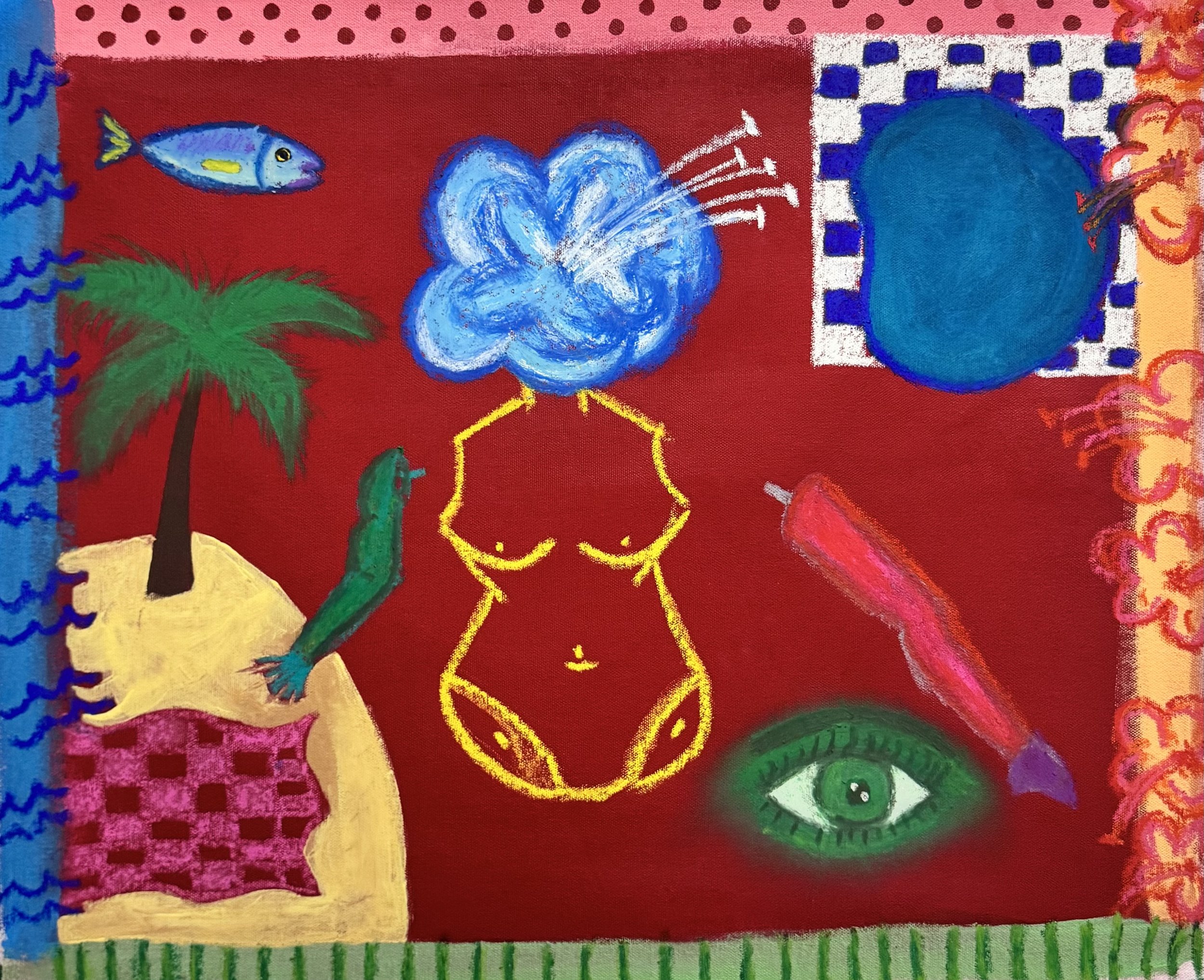 Life's A Beach, 2026
Acrylic & Oil on 100% Cotton Duck Cloth Canvas Tapestry.