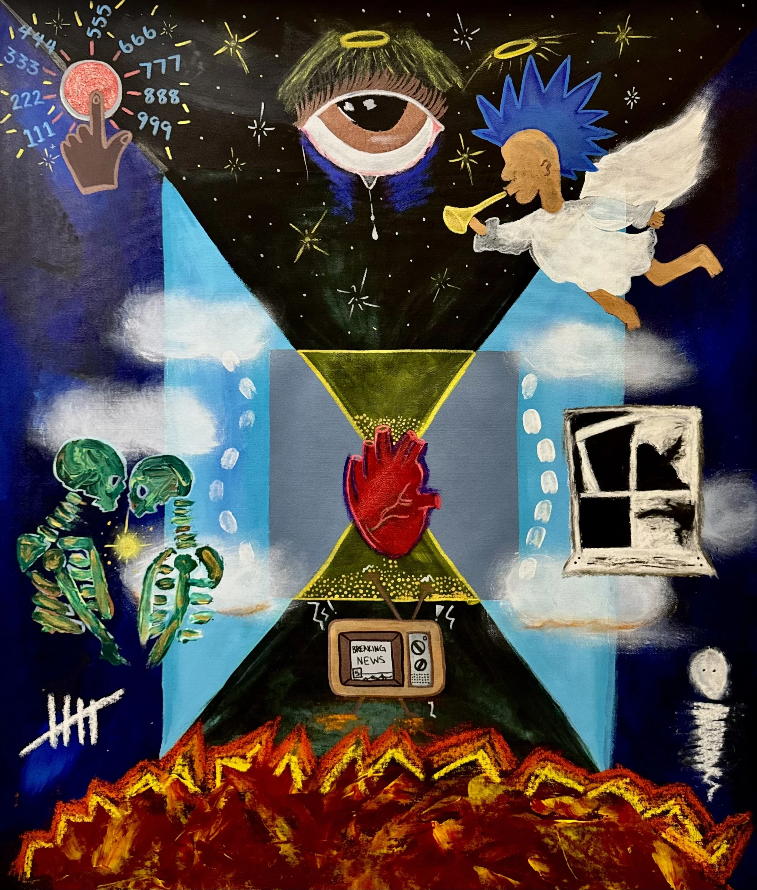 BREAKING NEWS, 2026. Acrylic & Oil on 100% Cotton Duck Cloth Canvas. 34 x 30 inches.