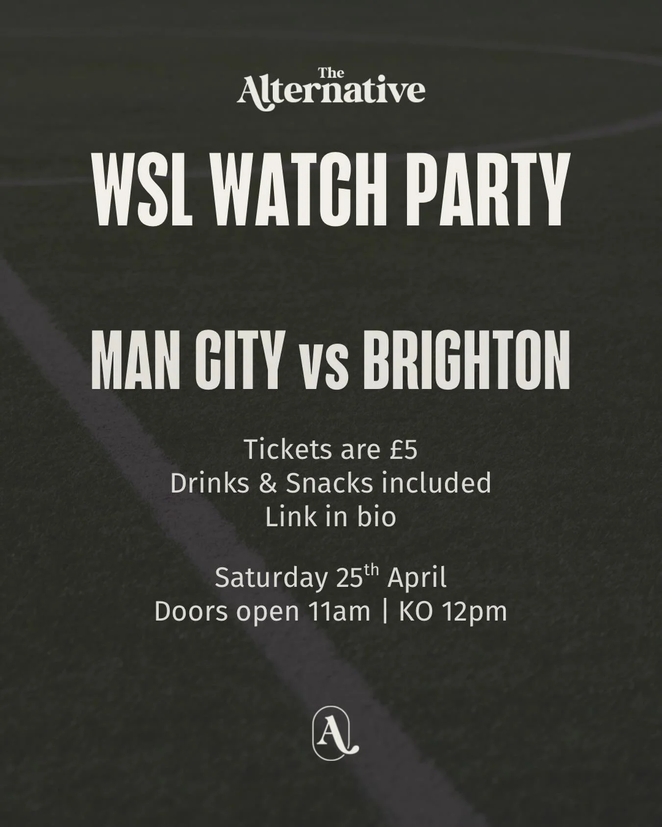 We&rsquo;re showing the Man City vs Brighton game on Saturday. 

Tickets can be booked through the link in bio and cost &pound;5 each. 

Drinks and snacks included. 

As always, dogs welcome.