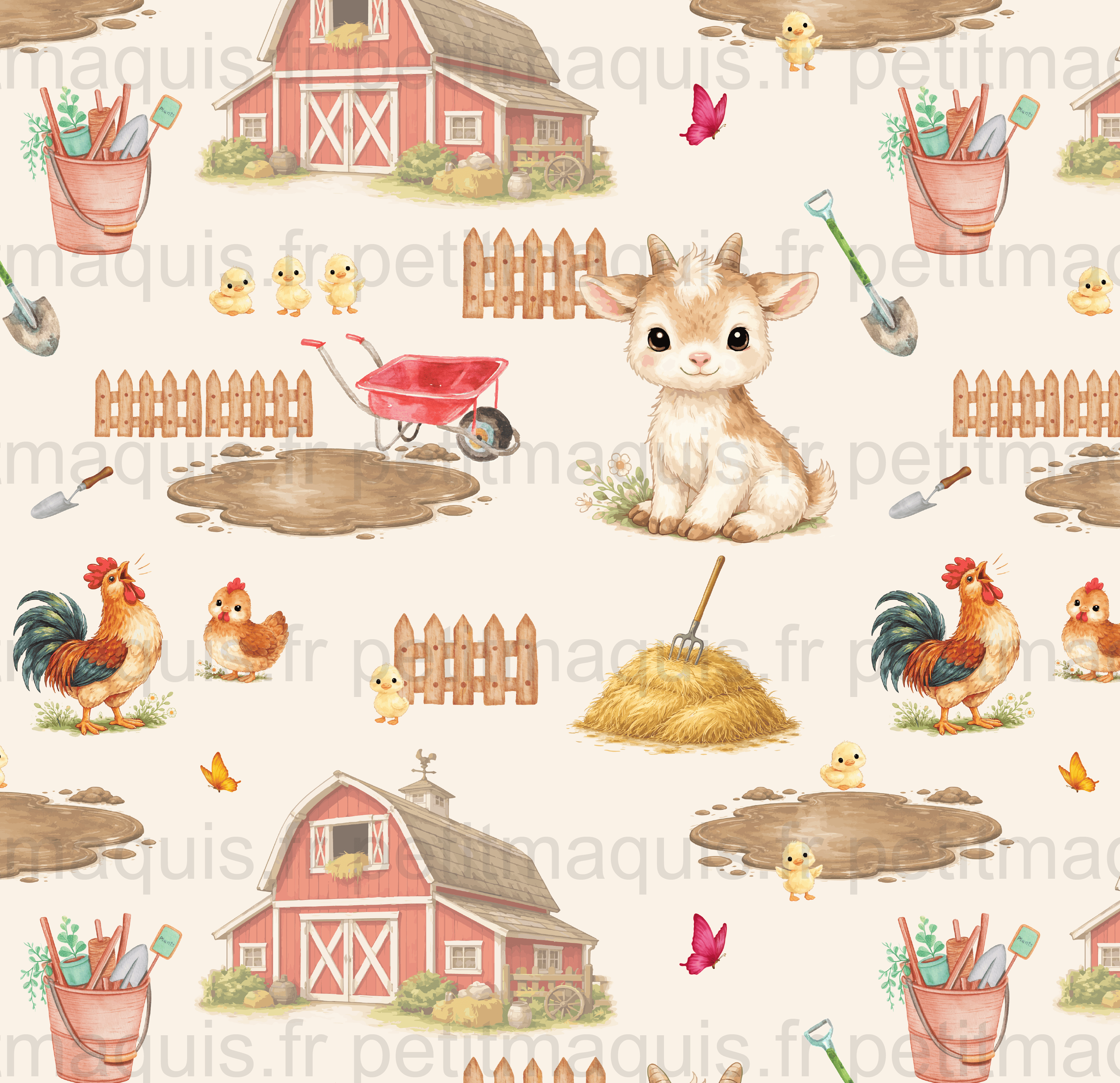 Collection La Ferme, tissu chèvre