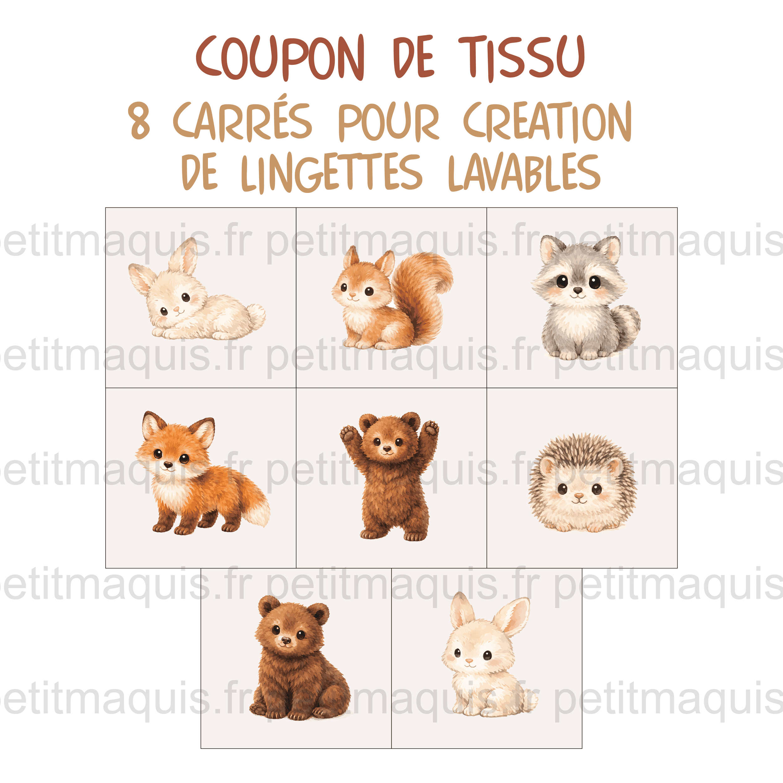 Collection Forêt, tissu pour lingettes