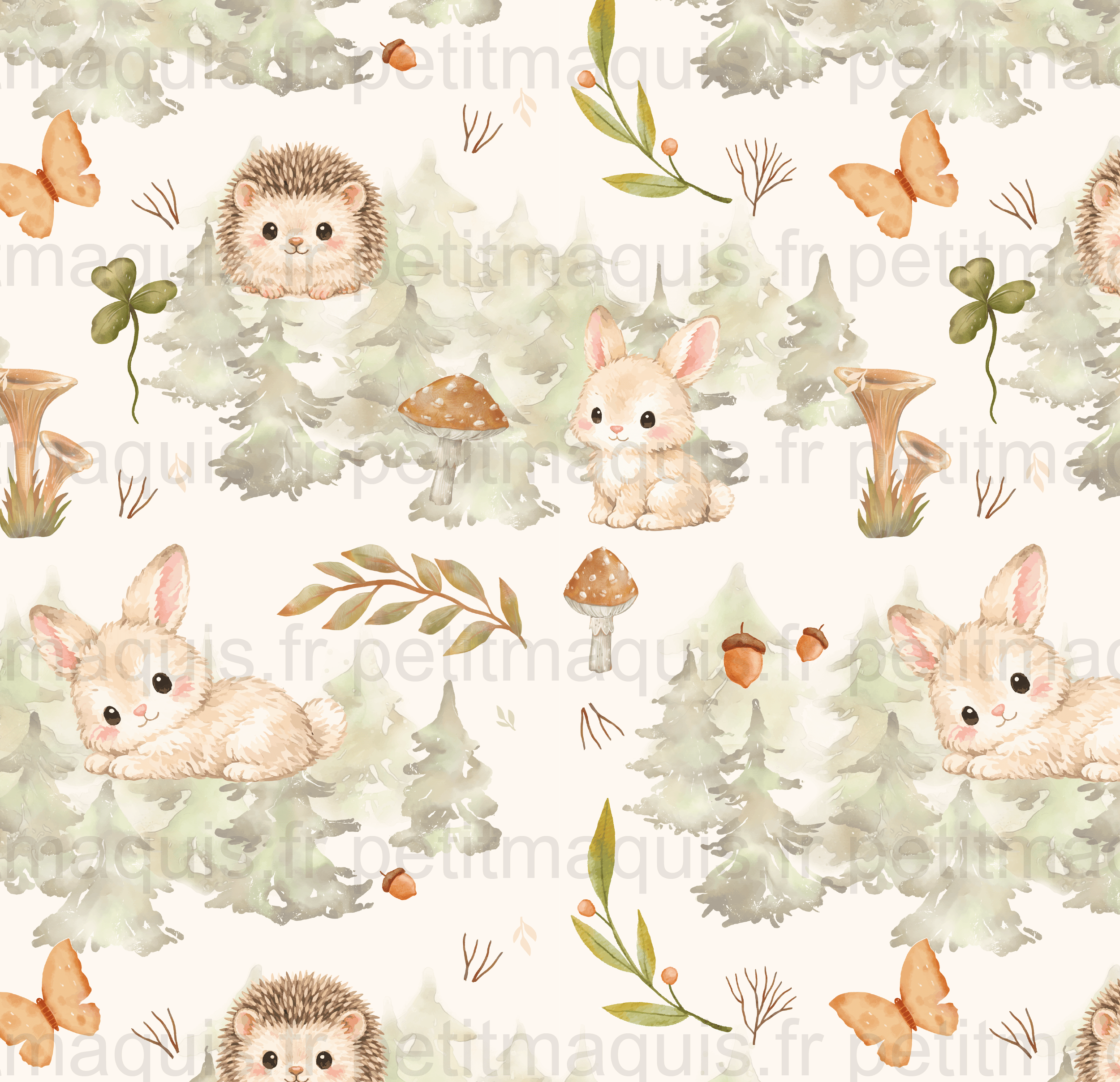 Collection forêt, tissu lapin