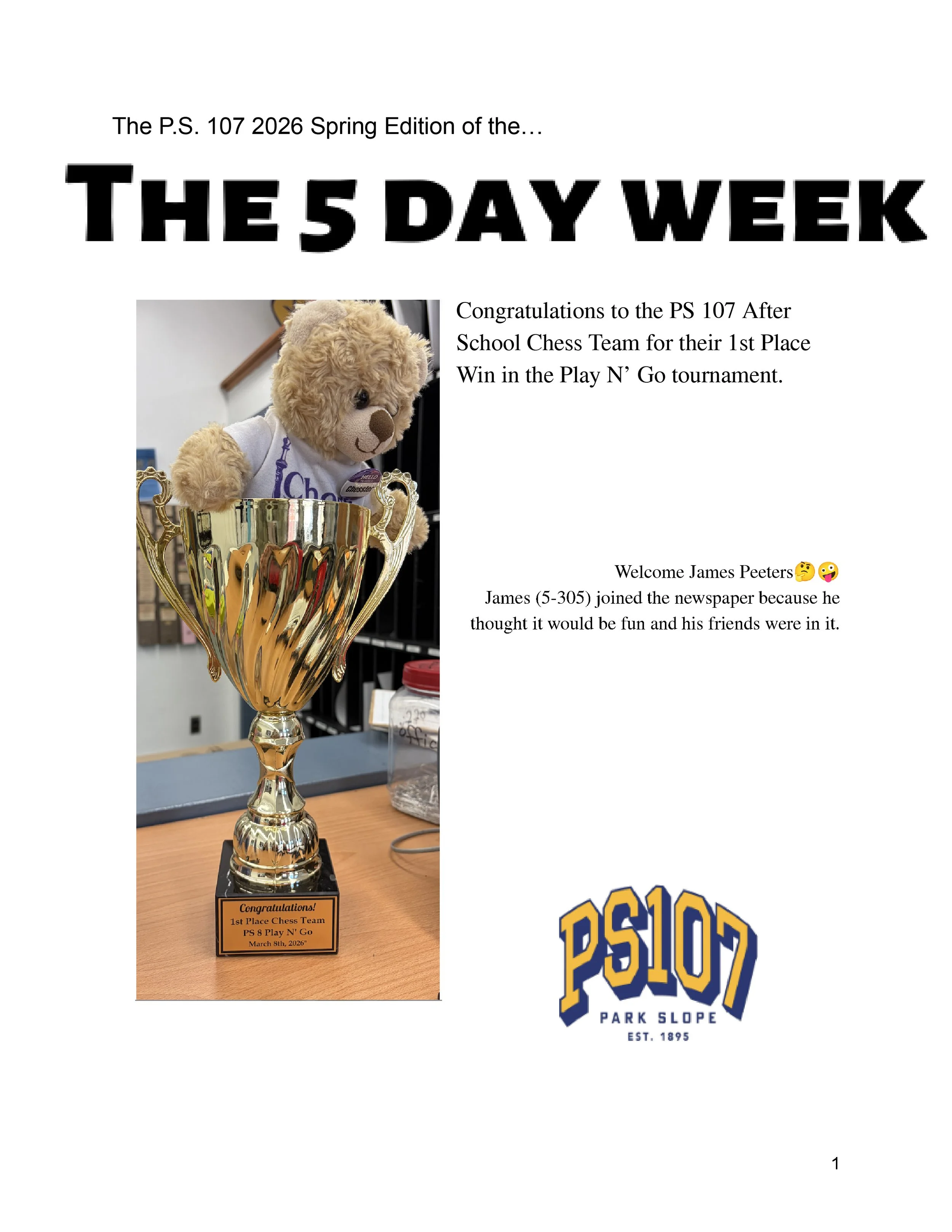 The Five Day Week — PS 107