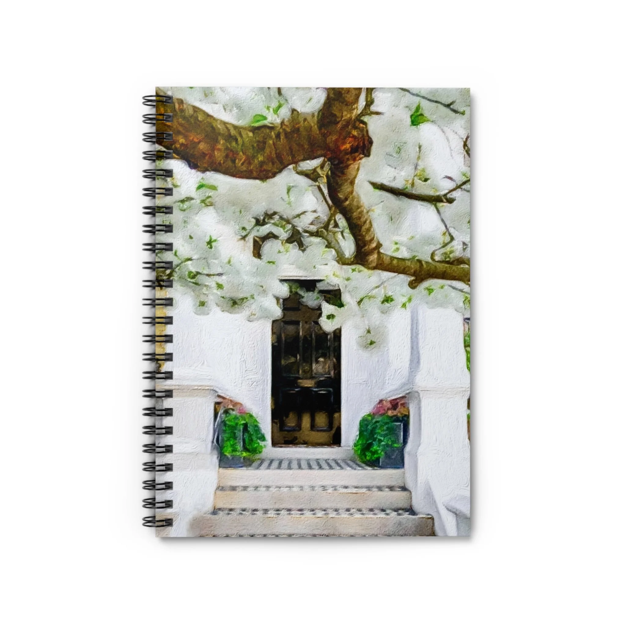 London Cherry Blossom Doorway Spiral Notebook
