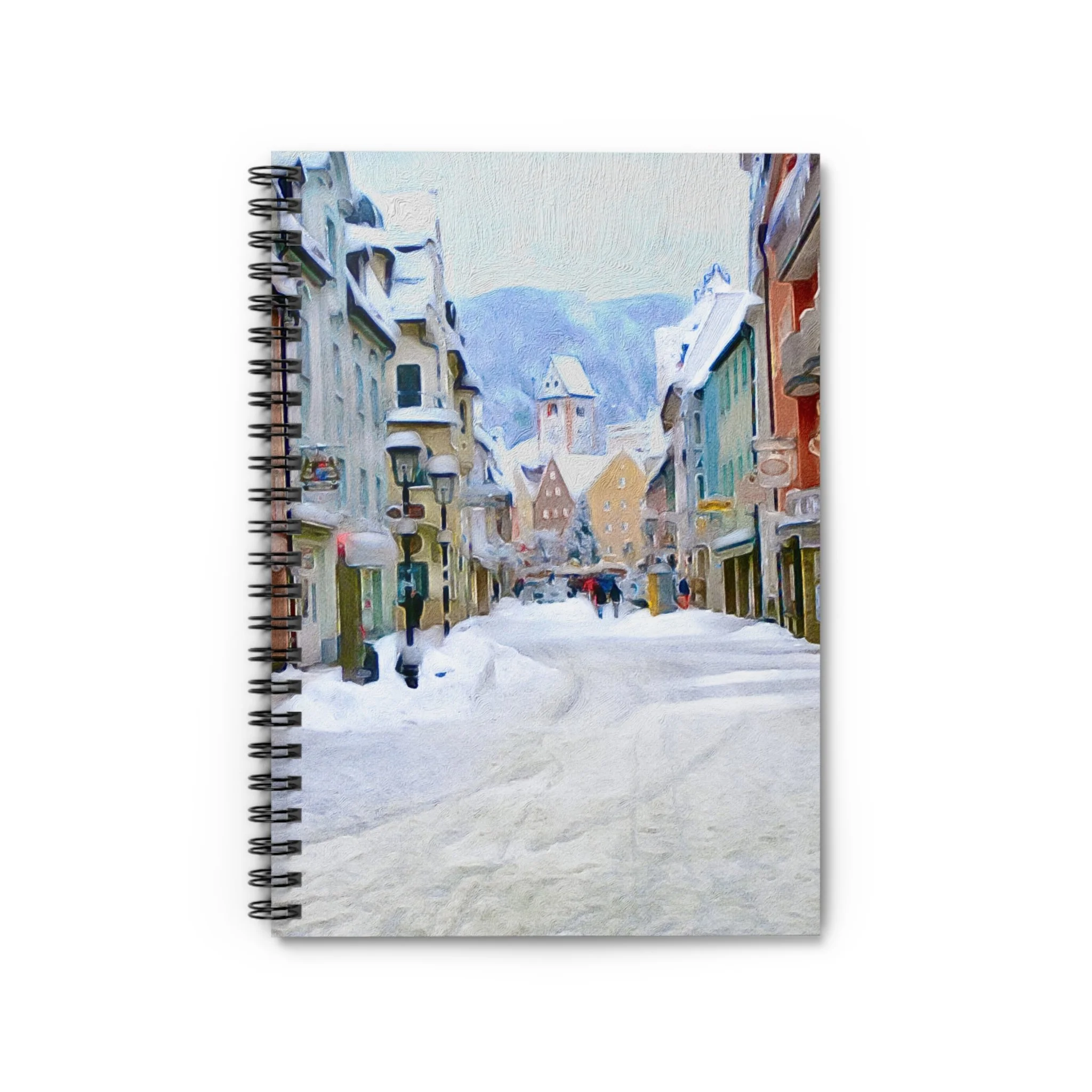 Snowy European Village Spiral Notebook