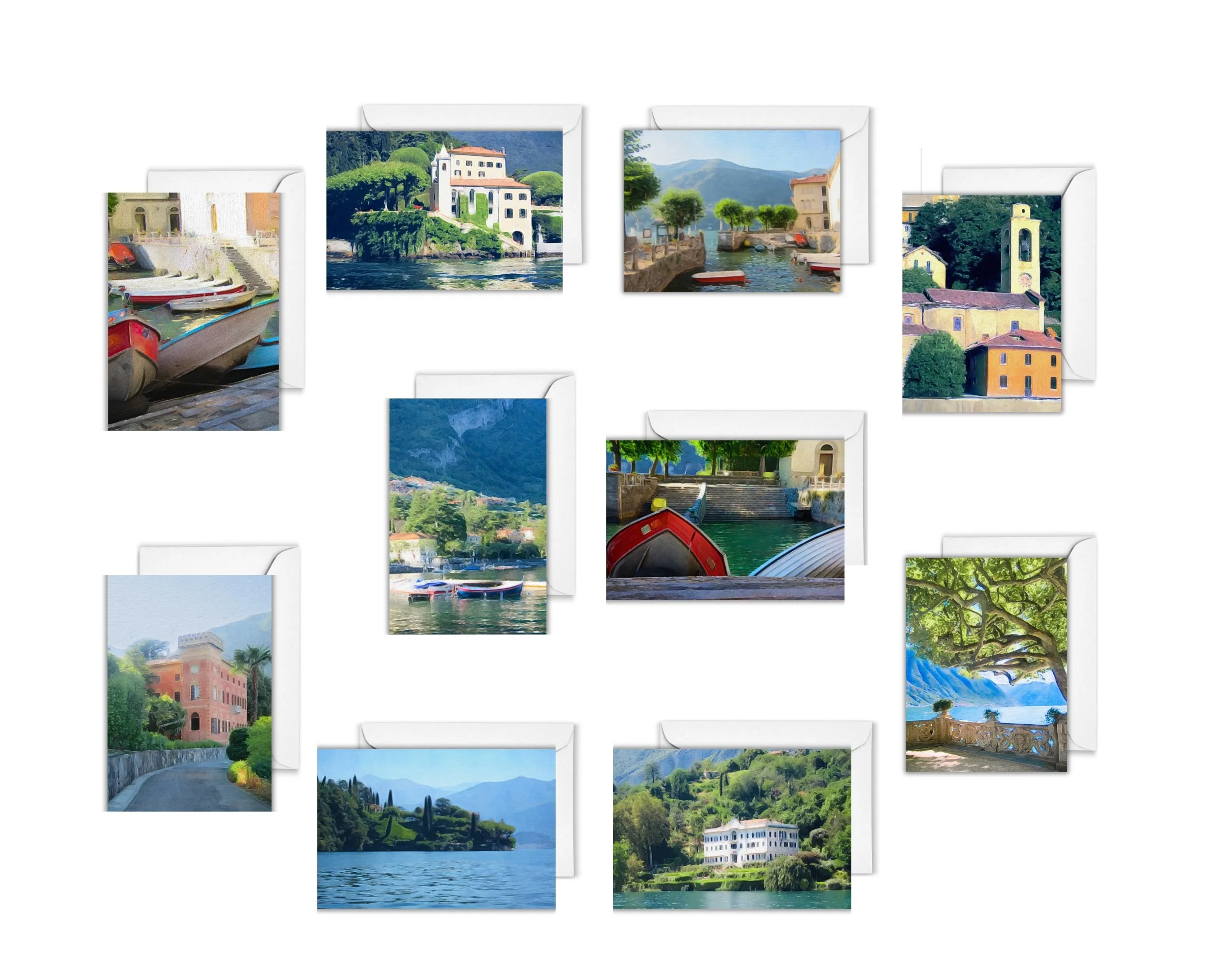 Assorted Note Cards from Lake Como- 10 Cards & 10 Envelopes