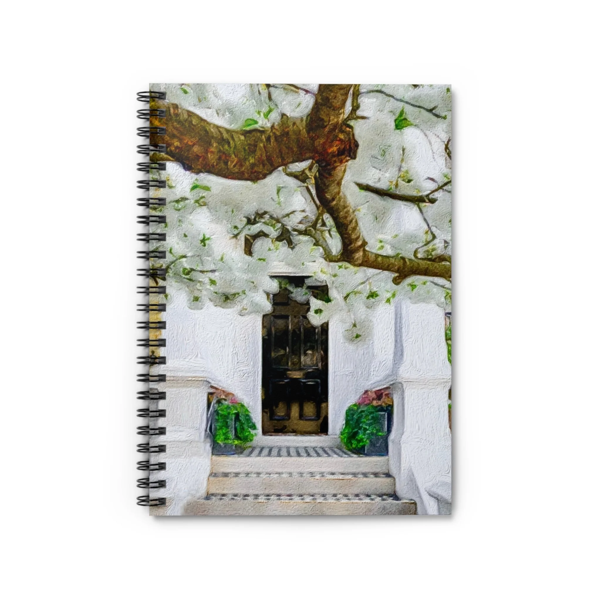 London Cherry Blossom Doorway Spiral Notebook