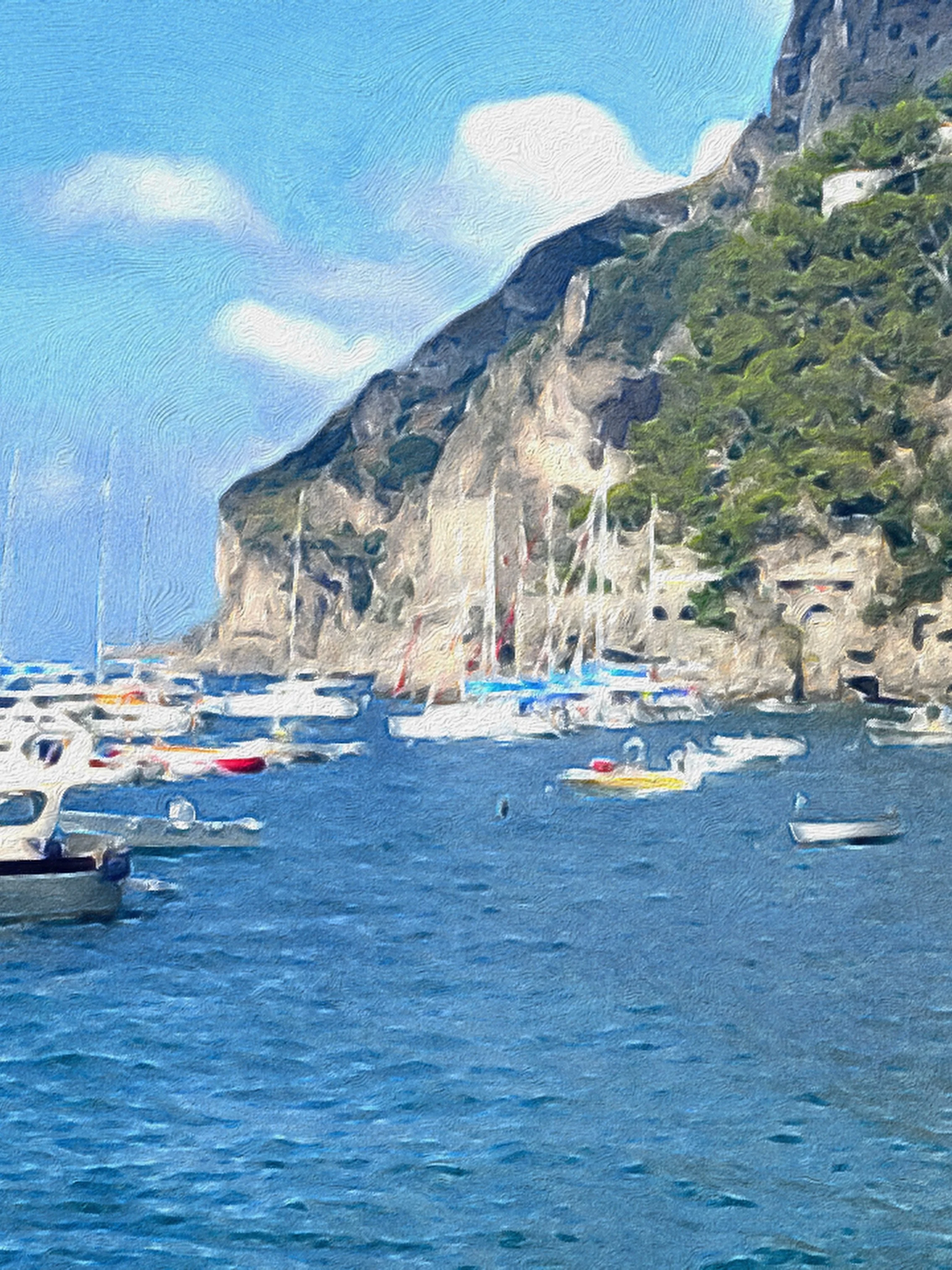 Exclusive and unique note cards and stationery of boats in a harbor in Capri, Italy. Stationery of the Mediterranean and nautical note cards.