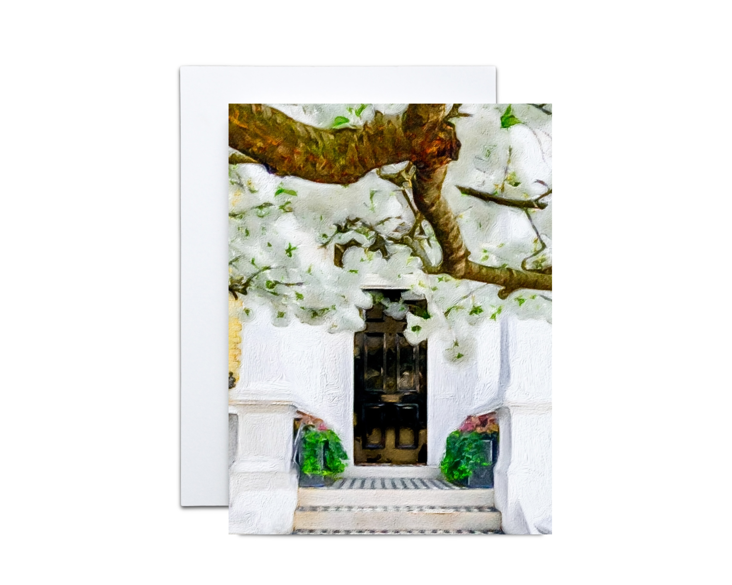London Cherry Blossom Doorway Note Cards