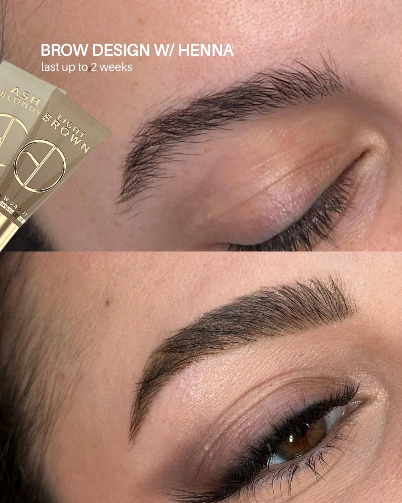 Why henna instead of regular tint? 👀👇

Henna stains both the skin and the hair, making it ideal for sparse brows, reshaping, or creating longer-lasting definition. The skin stain typically lasts 7&ndash;10 days, while the hair color can last up to 