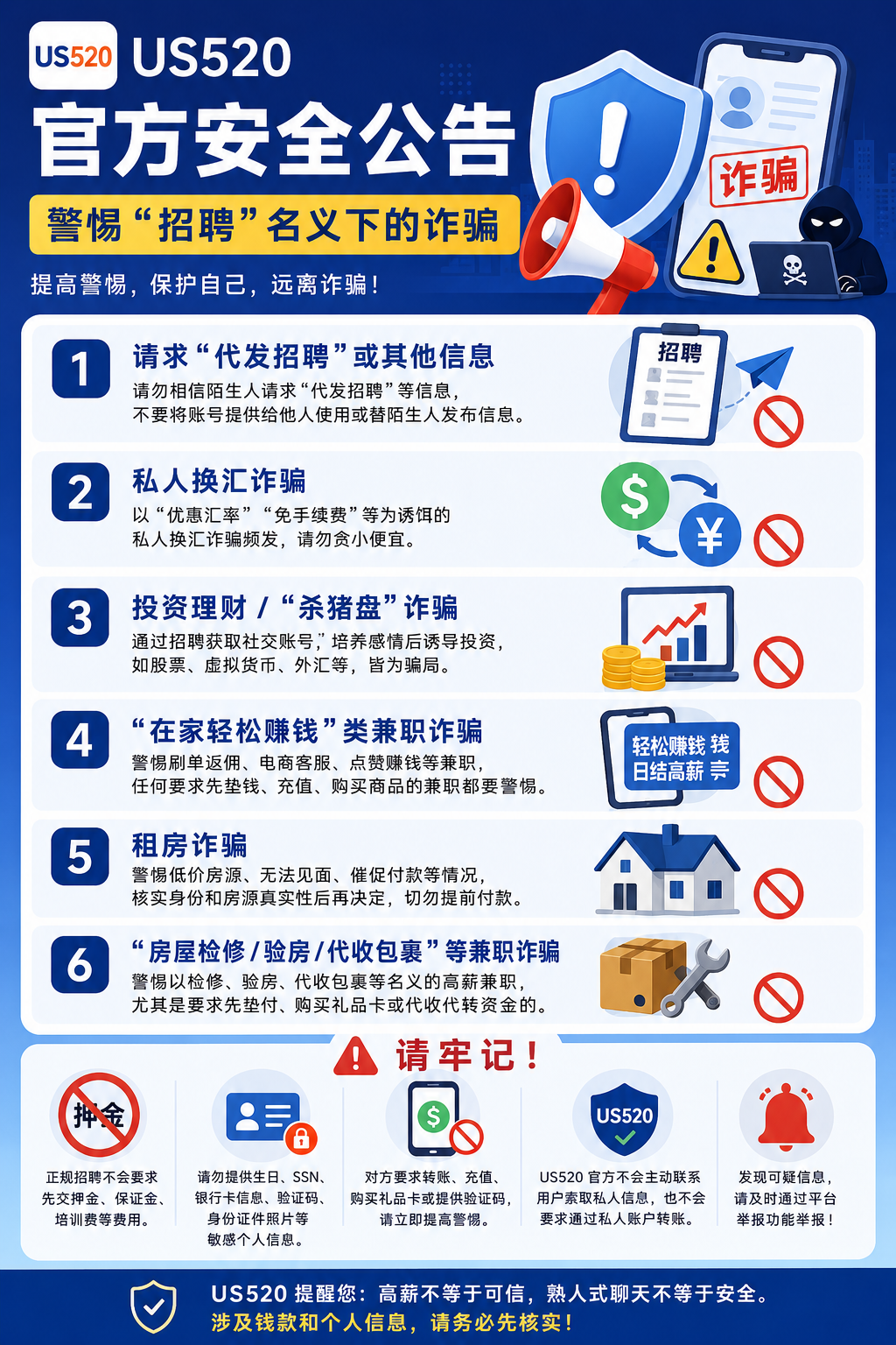 App US520 官方安全公告：警惕以招聘之名的诈骗