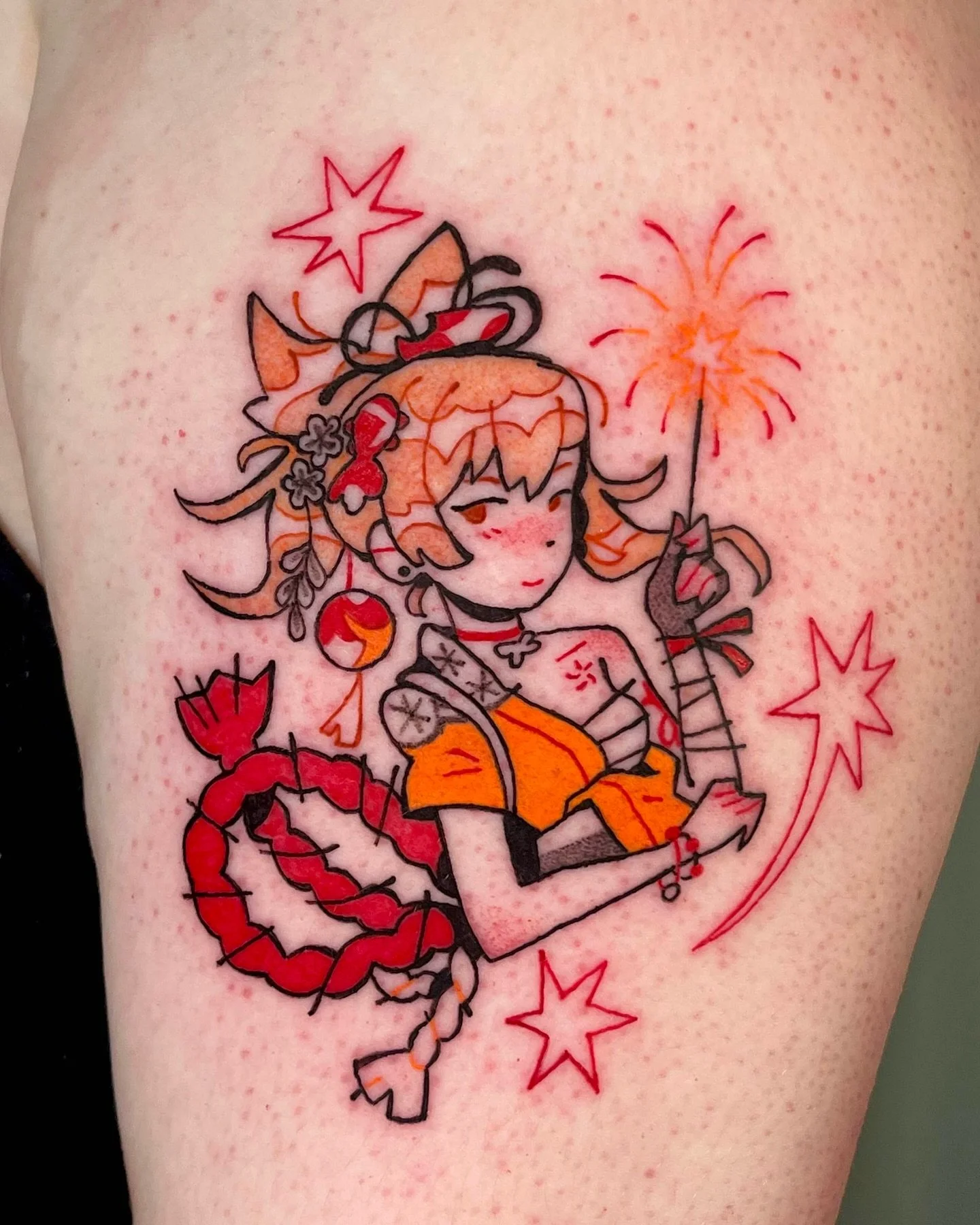 Custom design of Yoimiya from genshin impact for Kindra from a bit ago! Thank you for the trust :). I love how she came out!
.
.
.
.
.
#tattoomontreal #montrealtattoo #montrealtattooartist #illustrativetattoo #blackandredtattoo #womantattooartist #ig