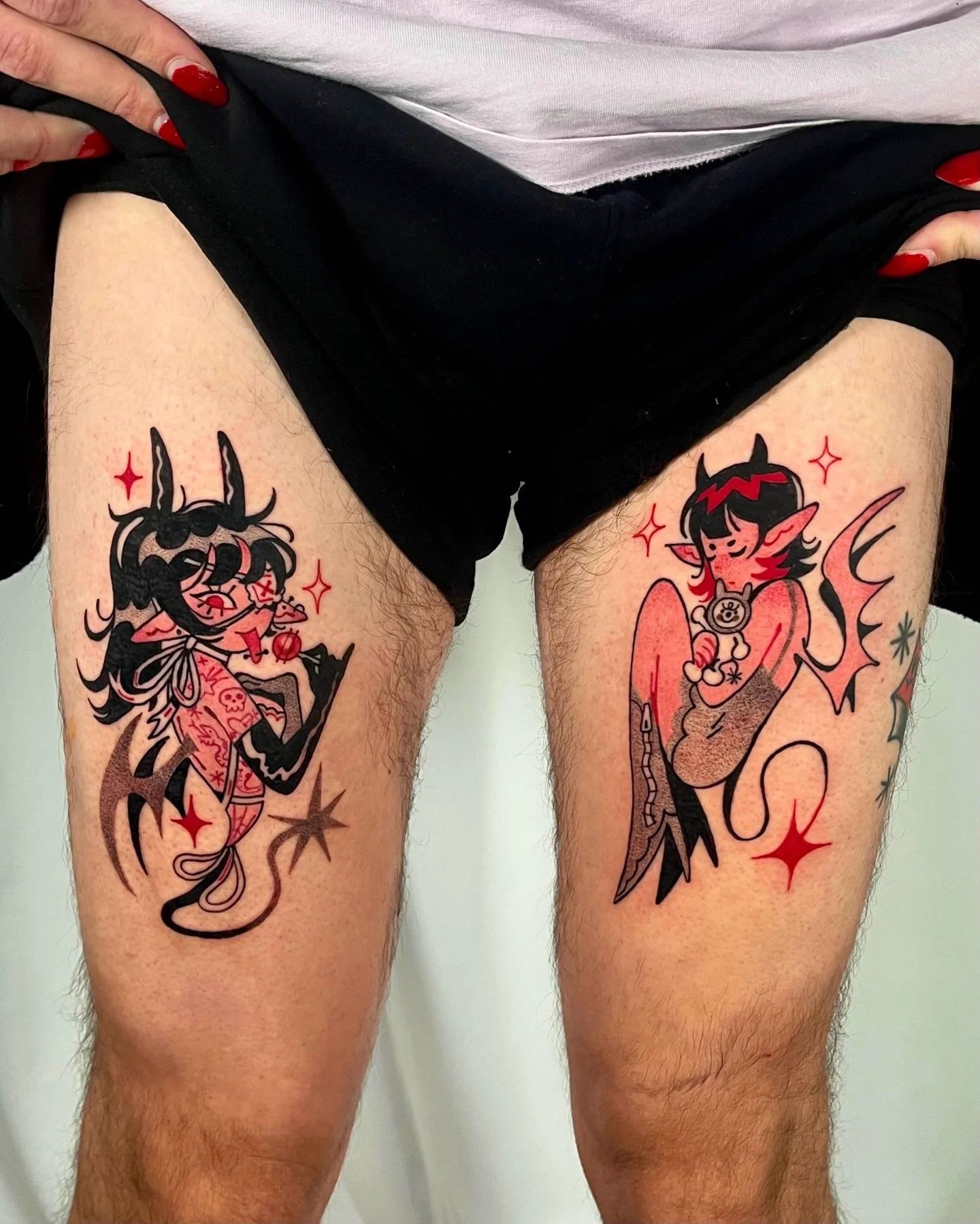 Jumping my posting queue to post the first tattoos I&rsquo;ve done of 2026!!! 2 of my flash for lovely Justin! Thank you so much for making the trip and for sitting so well getting these done <3. So grateful to get to tattoo these with the placeme