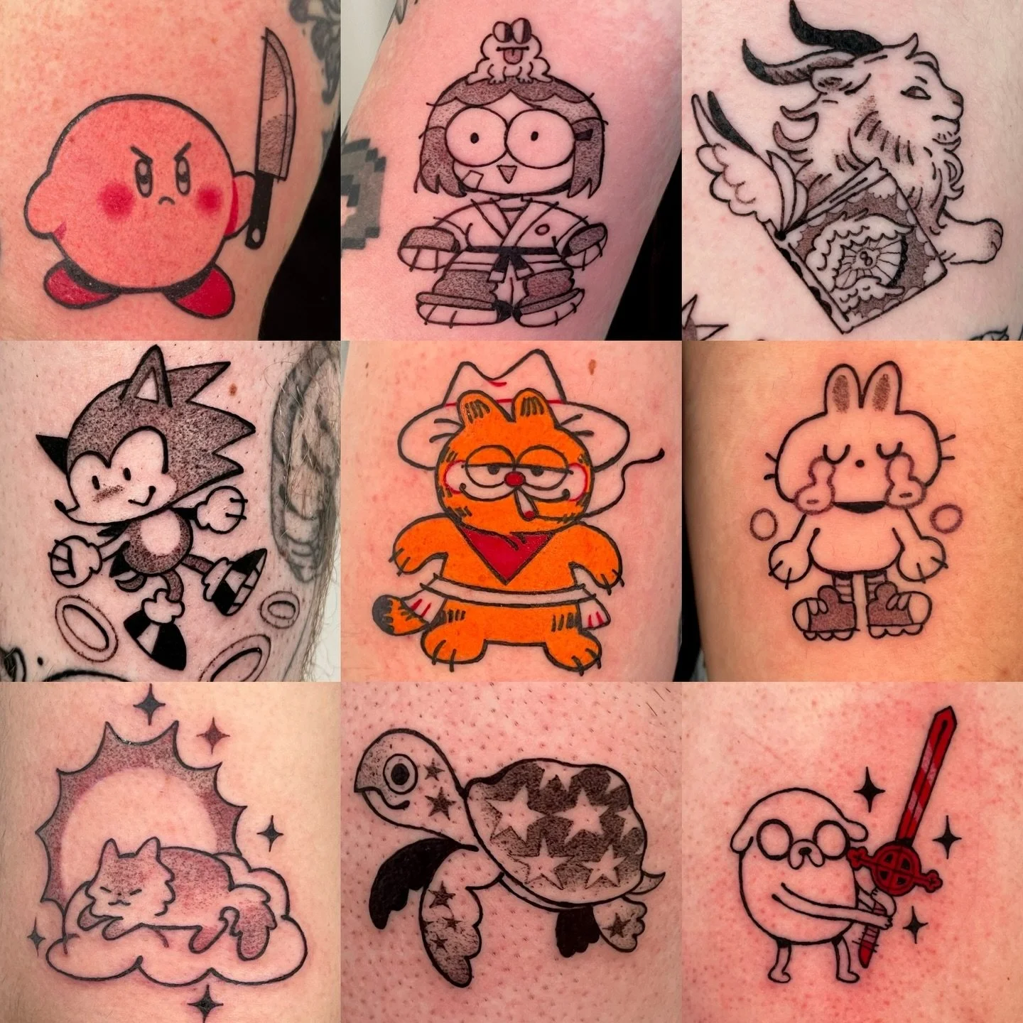 Another day another ‼️LITTLE GUY ROUND UP‼️

In order of appearance:

1) Kirby with a knife for Pauline
2) Gogo from Punch Punch Forever for Francis
3) Lion and Grimoire from Dungeon Meshi for Mars
4) Sonic for Devon
5) Cowboy Garf for Hannah
6) Cryi
