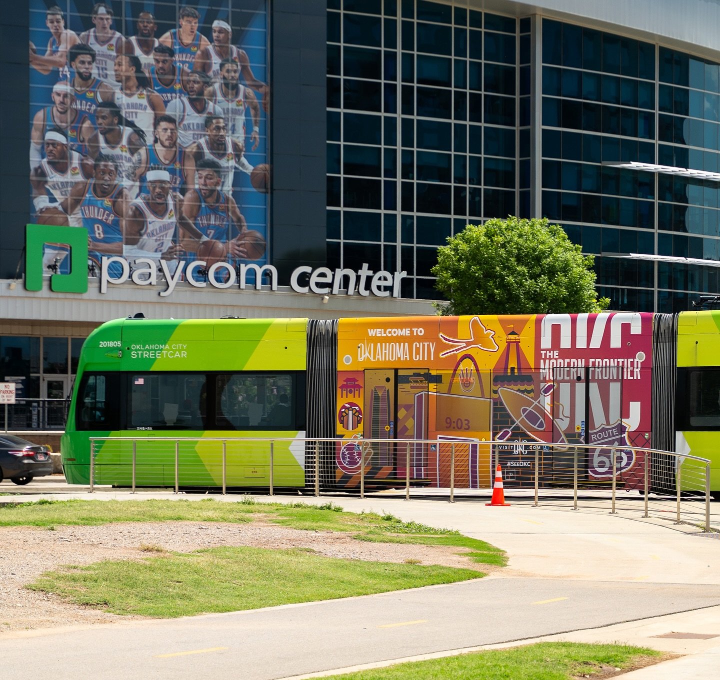 Took these right before @okcthunder made history 🏆⚡️
These @okcstreetcar have been rolling through downtown OKC for the past couple of months, wrapped in a design I created for @visitokc 🚋 They were out during the playoff run, and even now, I stil
