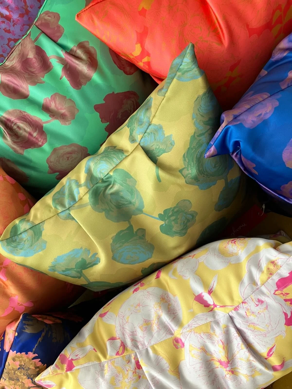 Marylouise 18&rdquo; satin pillows available @saplingandsons ❤️