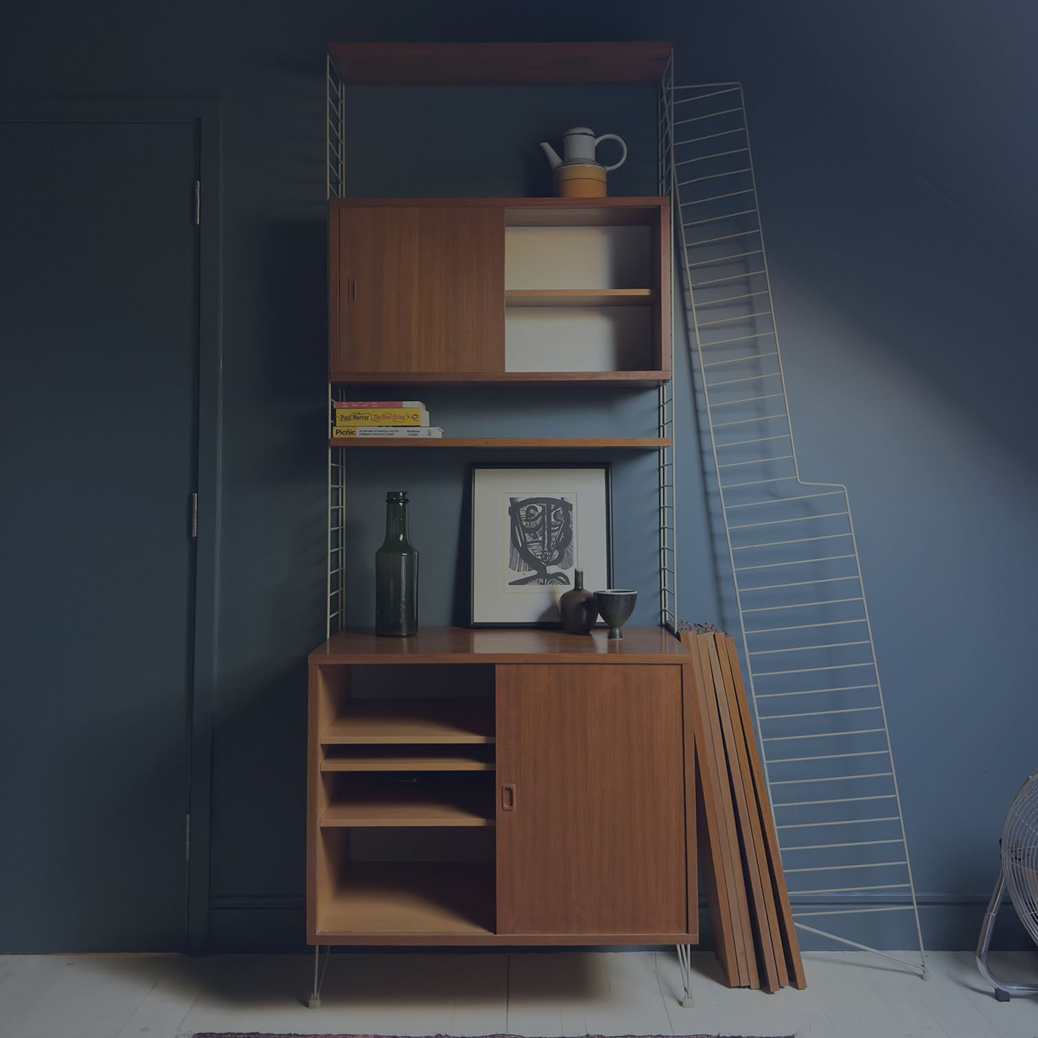 Original 1960s Teak String Shelving Unit – Scandinavian Mid-Century Design