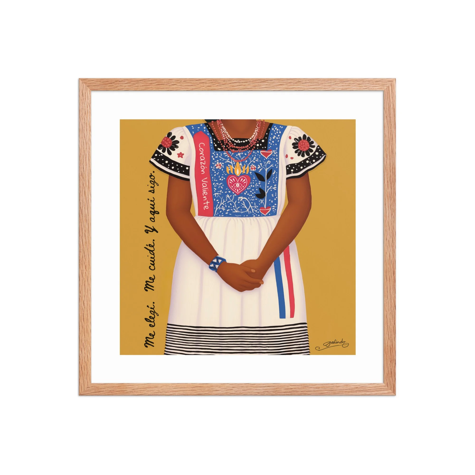 Framed Corazón Valiente Neo Retablo by Evelyn Galindo Saint Folk Art