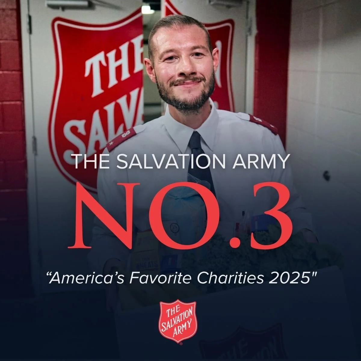 We're honored to share that The Salvation Army has been ranked #3 on America’s Favorite Charities 2025 by The Chronicle of Philanthropy.  Thanks to your support, we continue to serve nearly 29 million people each year with food, shelter, disaster rel