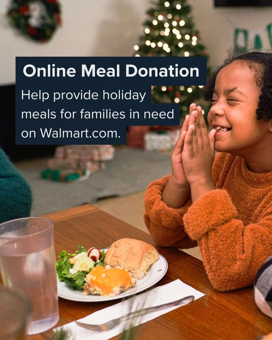 This Giving Tuesday, here are 3 ways you can give back:
1) Help provide a holiday meal by donating on Walmart.com