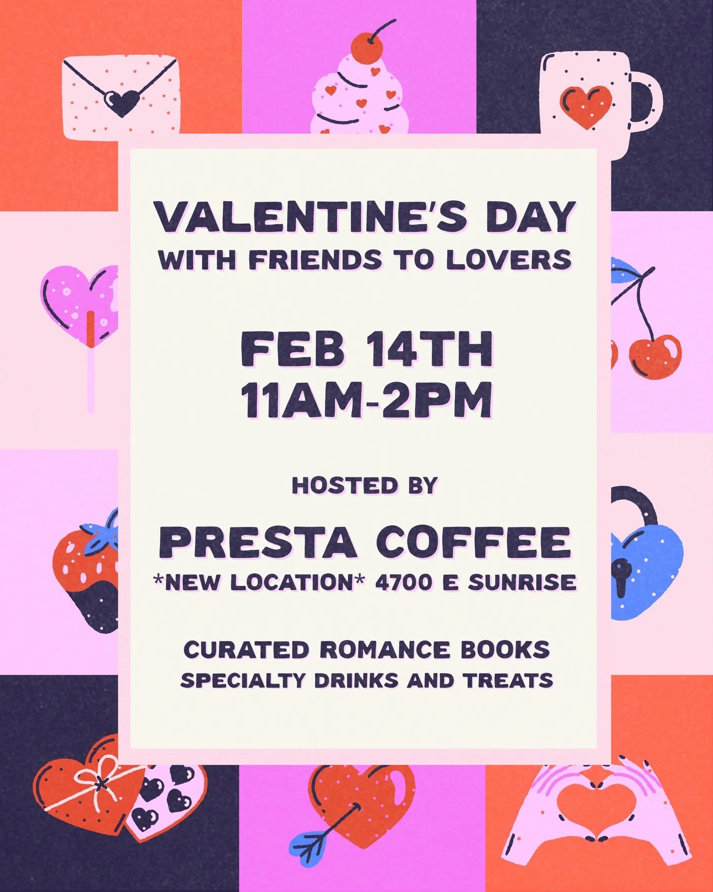 Be our valentine? 💌☕️ We&rsquo;ll be celebrating love and mushy feelings on Saturday, Feb 14th from 11-2 at the new @prestacoffee location! Romance books curated by tropes and spice level, bookish merch and special treats from Presta and others. See