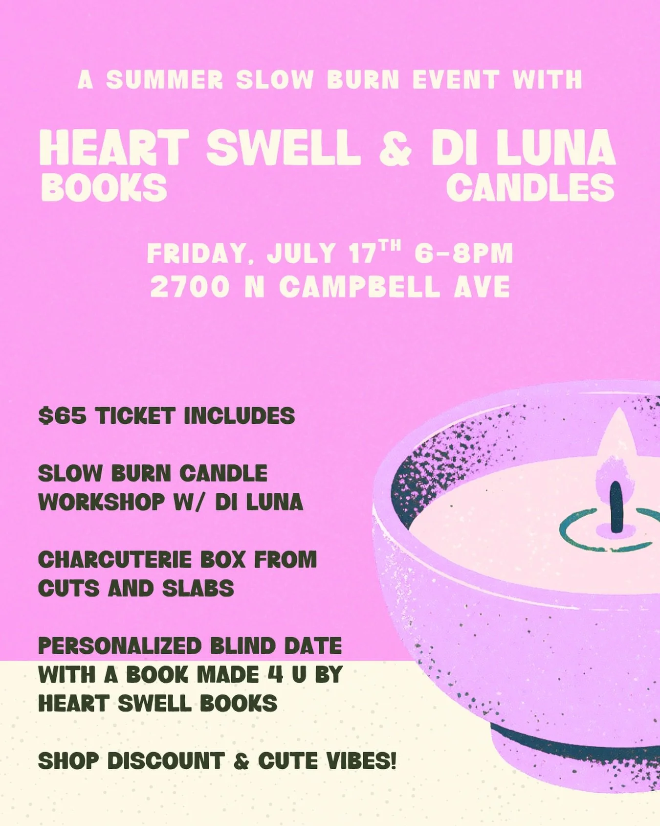 We are so excited to partner with our soon-to-be next door neighbors with this cutie ticketed event 🩷 link in bio 🩷

Make your own candle, receive your own personalized BDWAB (call us your personal shoppers), and munch on some tasty charcuterie (gf