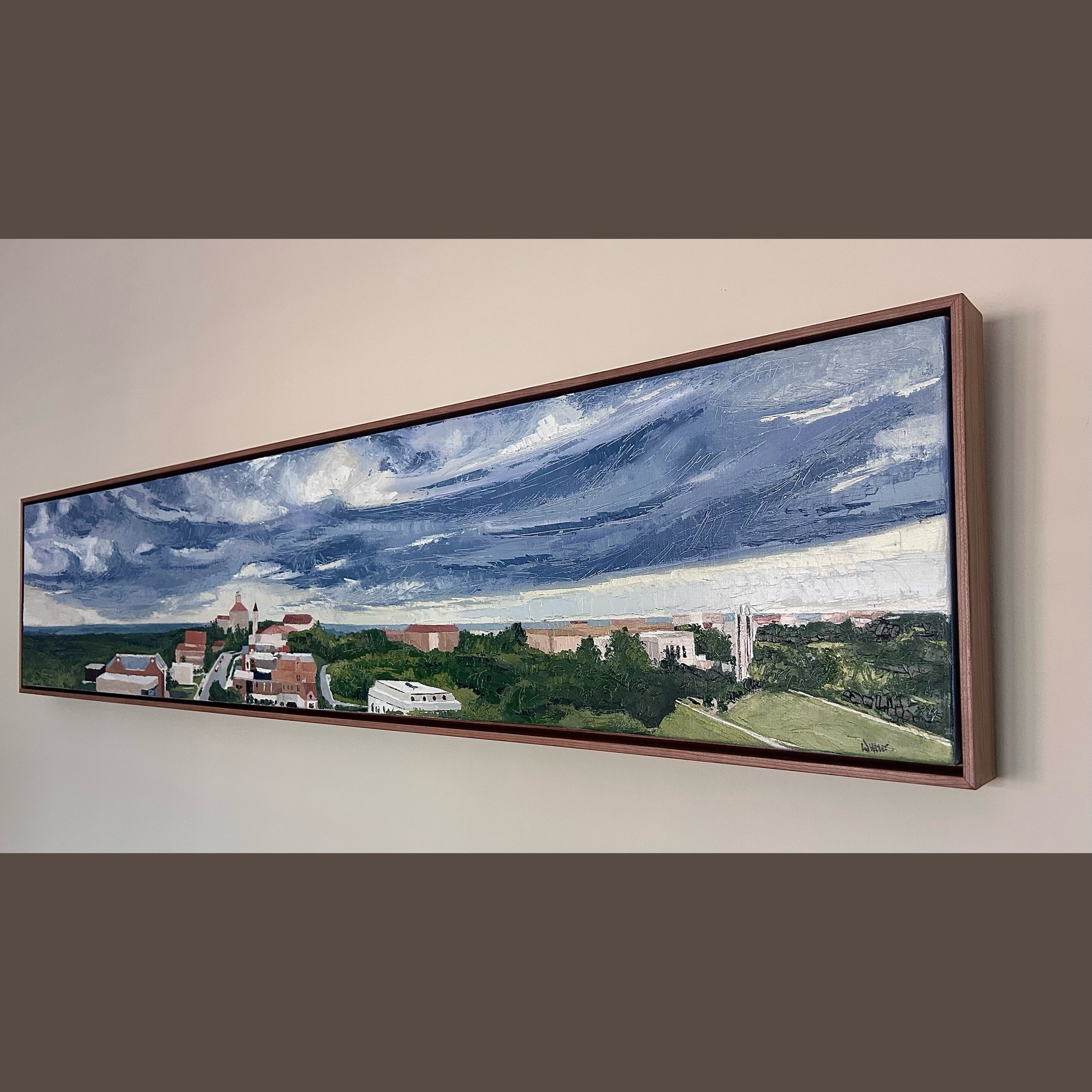 "Crimson and Blue", 5'x1', framed, side view