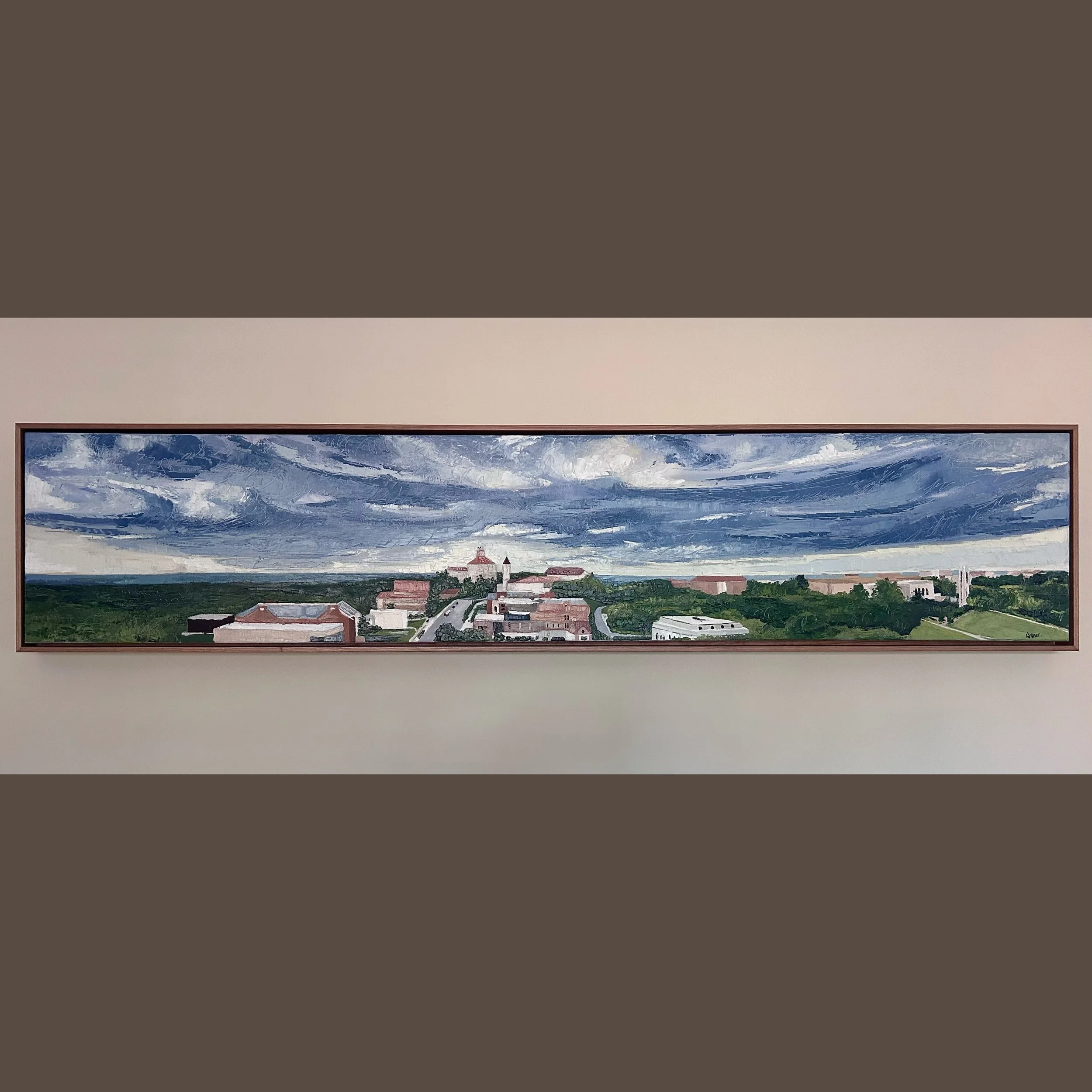 "Crimson and Blue", 5'x1', framed, AVAILABLE - $1400