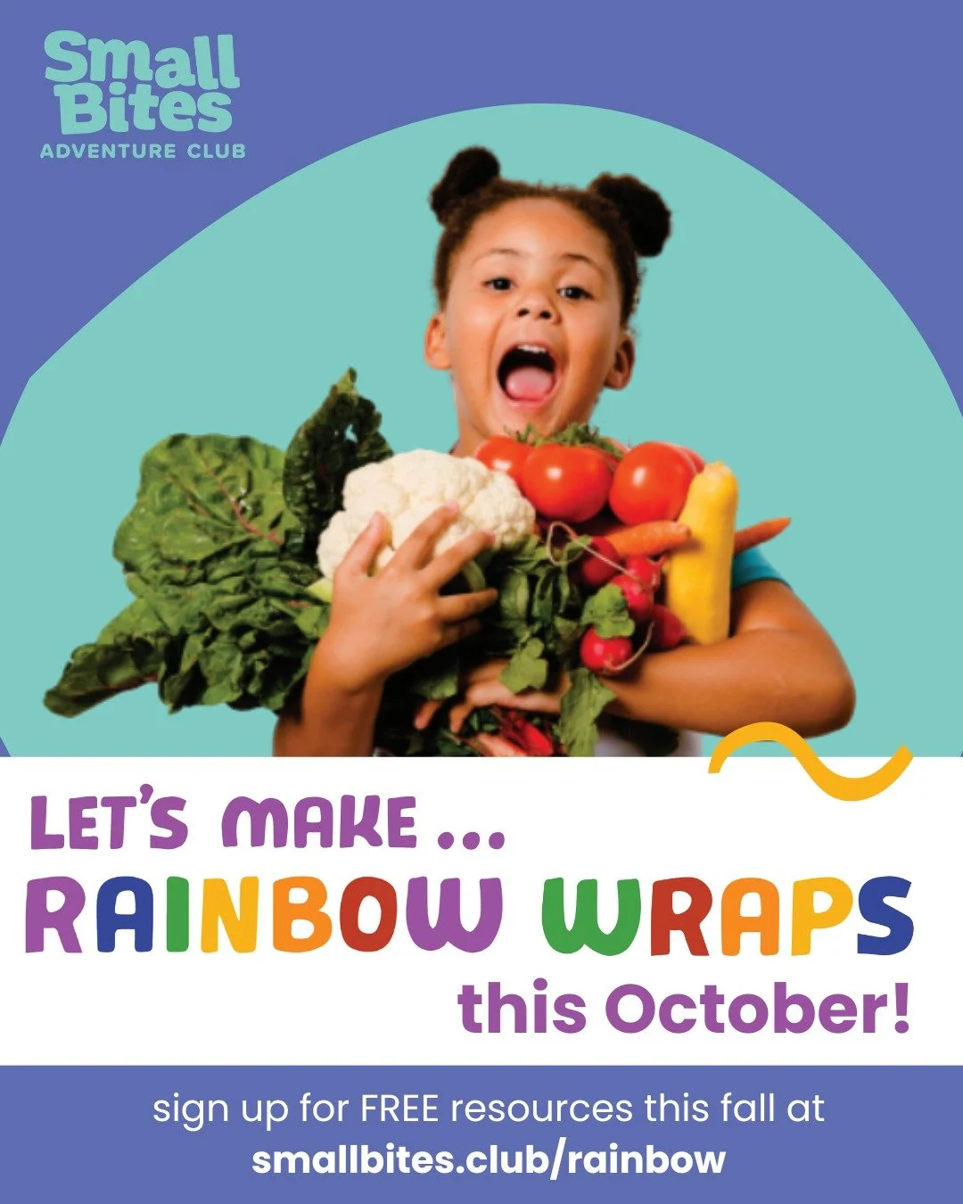 🌈 Eat the Rainbow (Wraps) in your classroom this October!

PreK&ndash;2nd grade teachers: Small Bites Adventure Club is sharing FREE digital resources to help you lead a hands-on Rainbow Wraps with Peppers lesson your students will love 🌯🫑

You&rs