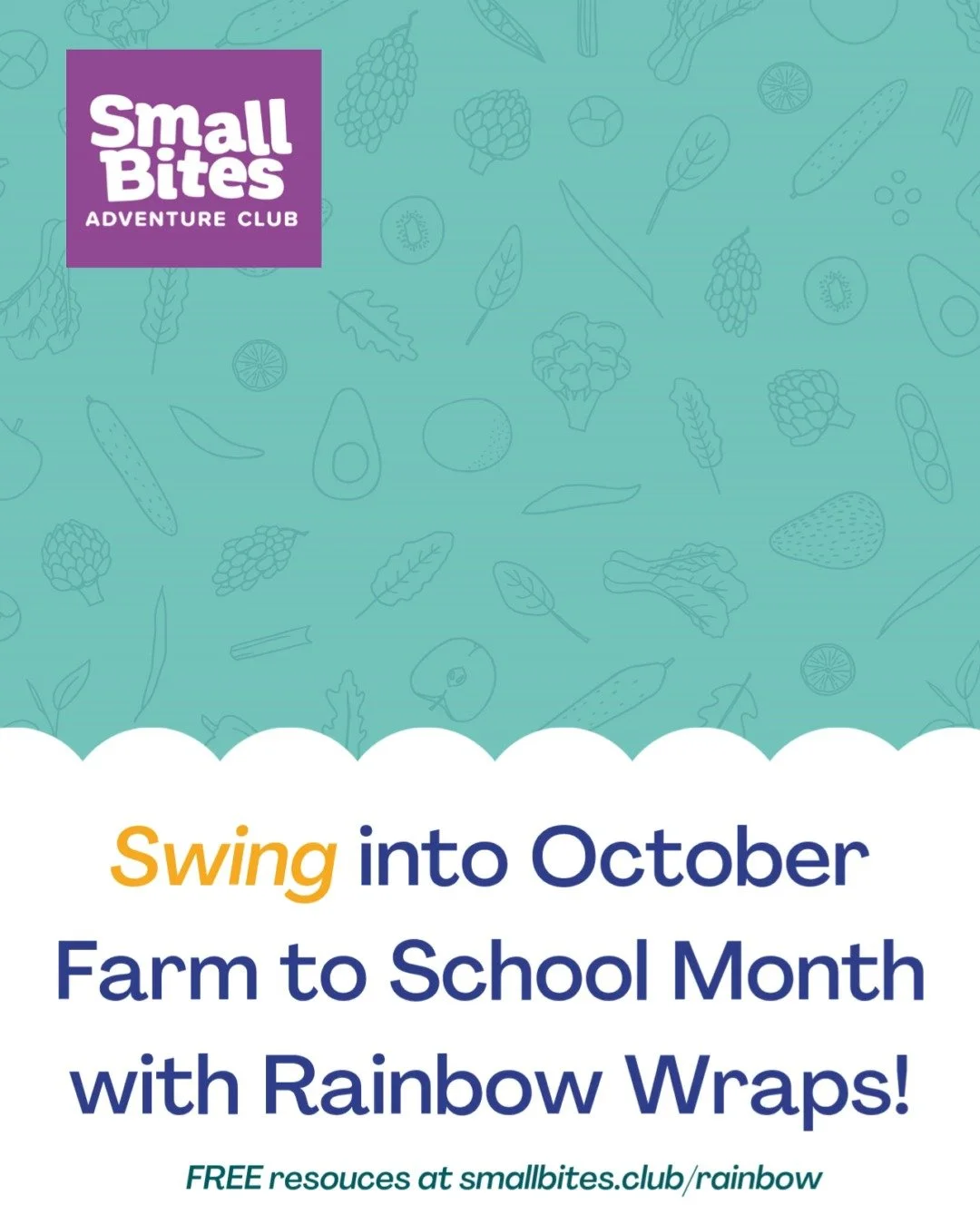 🌈 Eat the Rainbow in your classroom this October!

PreK&ndash;2nd grade teachers: Small Bites Adventure Club is sharing FREE digital resources this October to help you lead a hands-on Rainbow Wraps with Peppers 🫑 lesson your students will love! 

Y