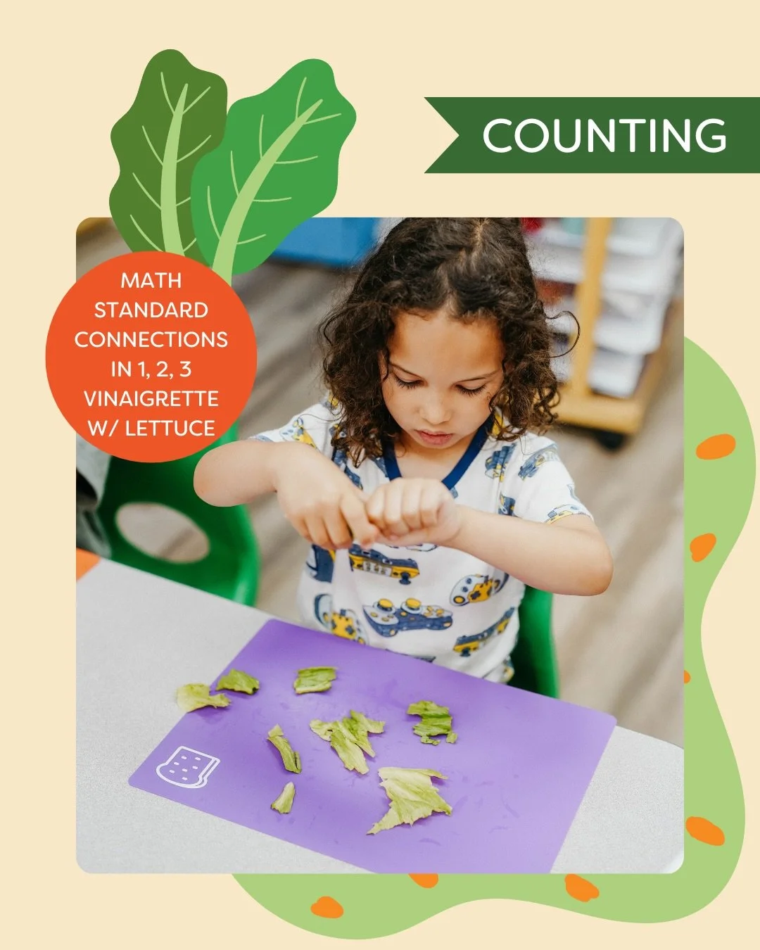 🥬 Count, measure, divide, compare, taste, &amp; learn! 🍋

Reinforce classroom standards in a hands-on, real world way. 🌎

Sign up for our FREE 1-2-3 Vinaigrette with Lettuce activity: smallbites.club/lettuce (link in bio!)

#NationalNutritionMonth