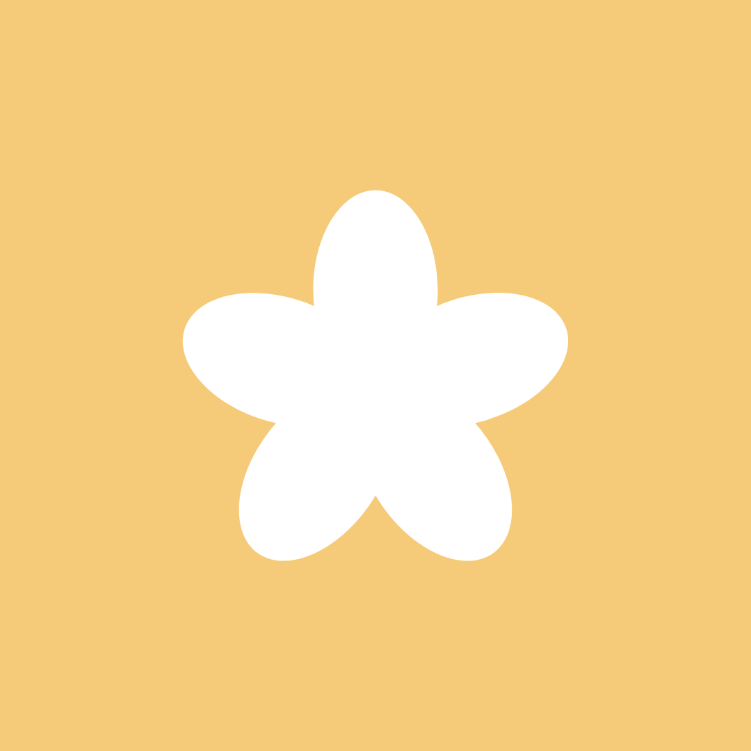 White flower silhouette on a yellow background