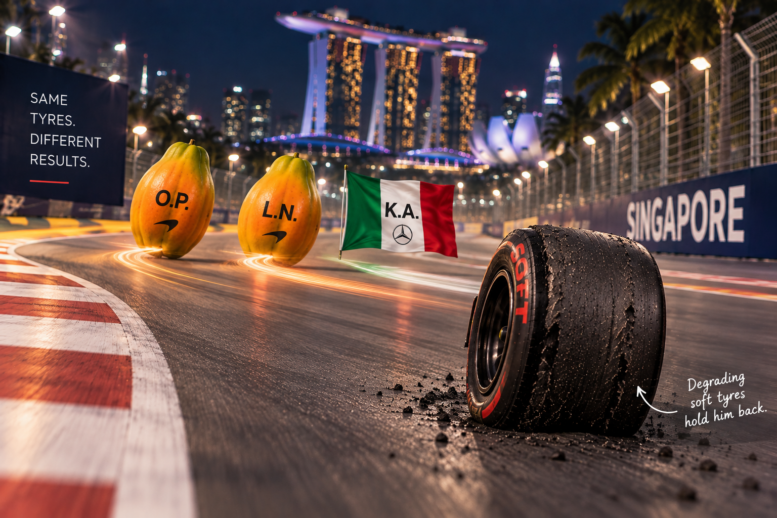 AI-generated illustration inspired by the 2026 Singapore Grand Prix.