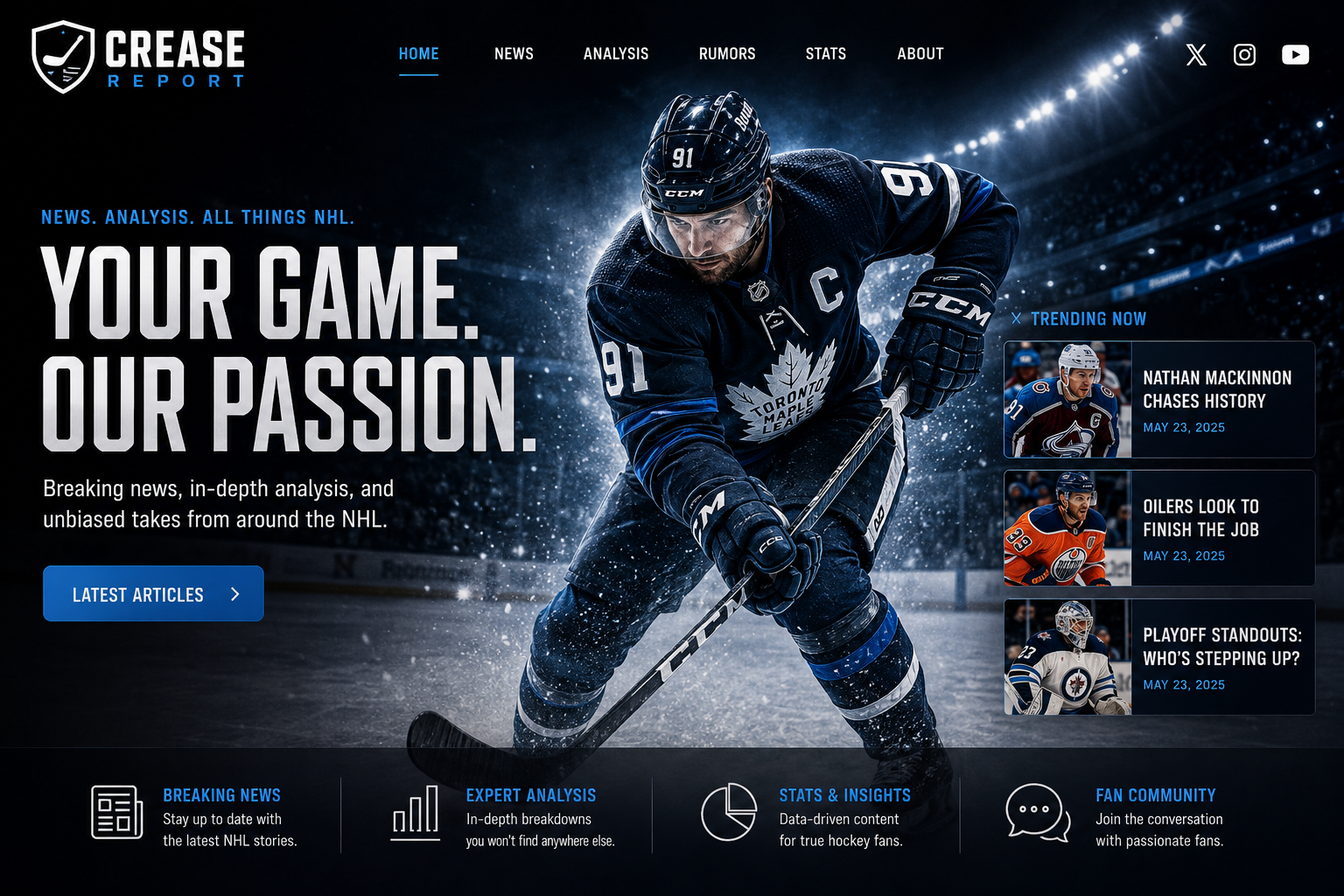 NHL hockey player on the ice representing hockey news, predictions and analysis