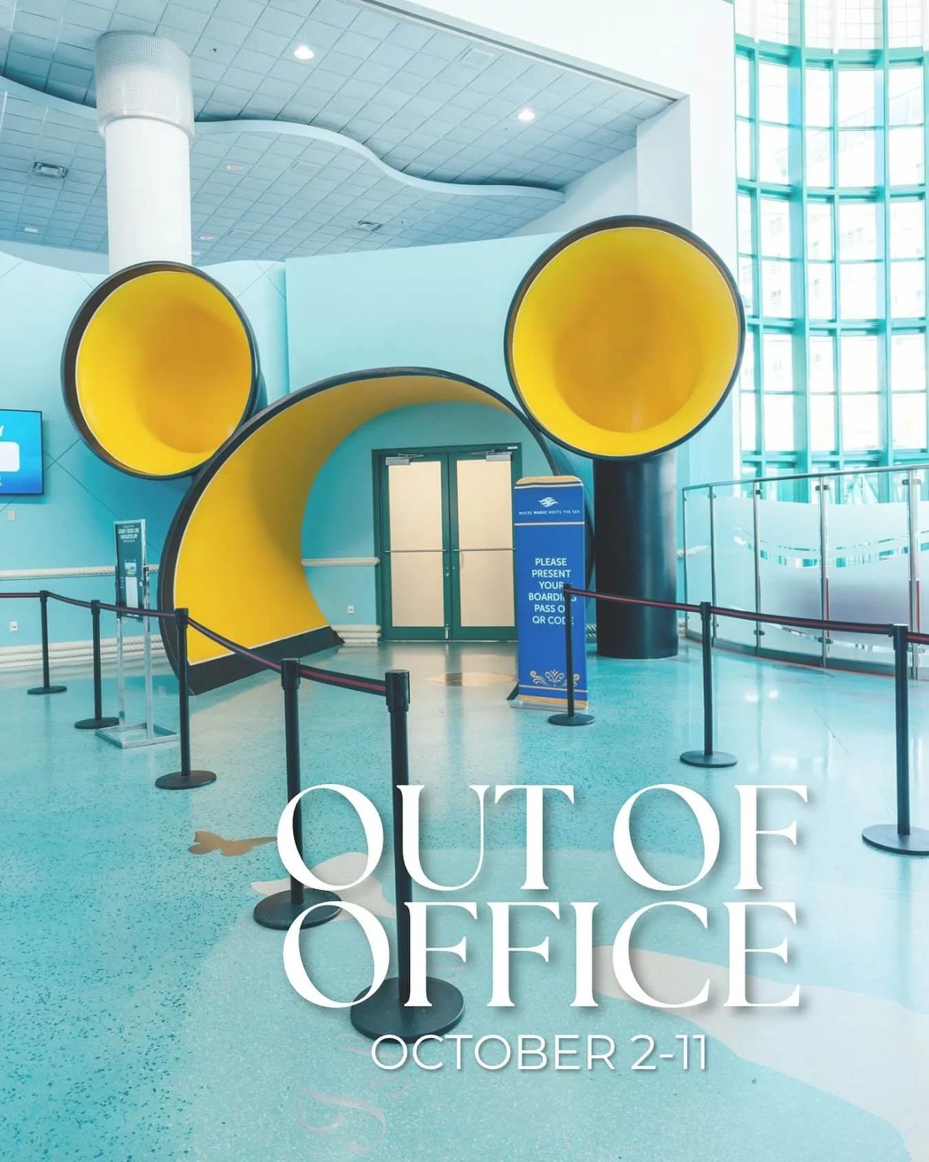 Hello Lovely People,

I&rsquo;m out of the office from October 2-11 as I am on vacation with my family on a Disney Cruise.

If you are a client traveling during my out-of-office days, I will still be readily available to you. Or if you have something